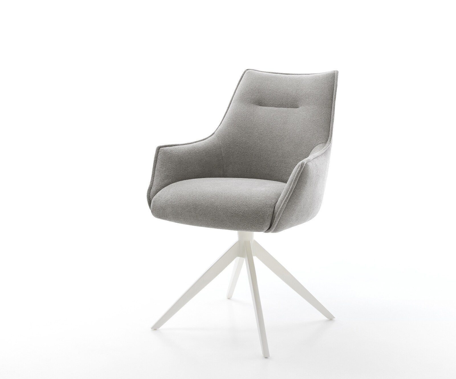 Chaise-pivotante Alja-Flex avec accoudoirs tissu structuré doux gris pied croisé large blanc pivotement sur 360° fonction bascule resorts ensachés 1