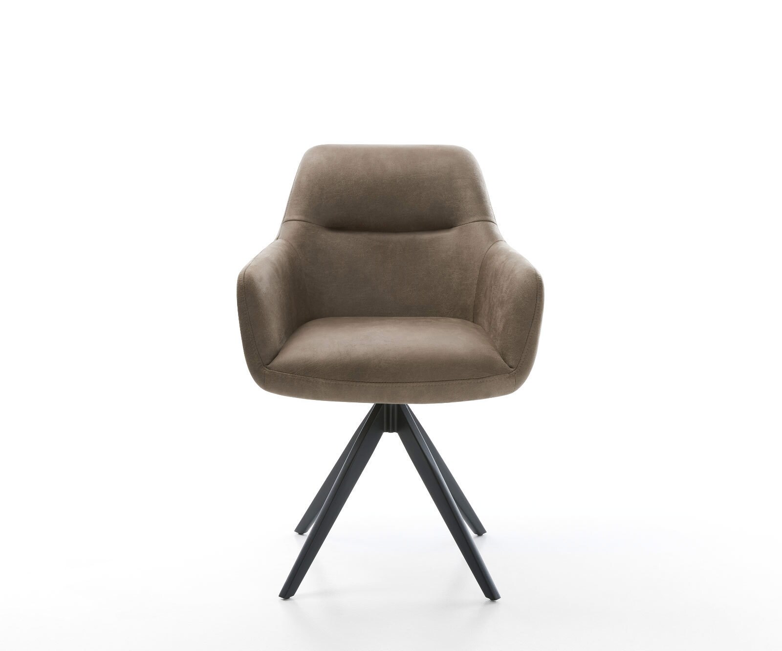 Chaise-de-salle-à-manger Pejo-Flex microvelours taupe vintage pied croisé angulaire noir ressorts ensachés 1