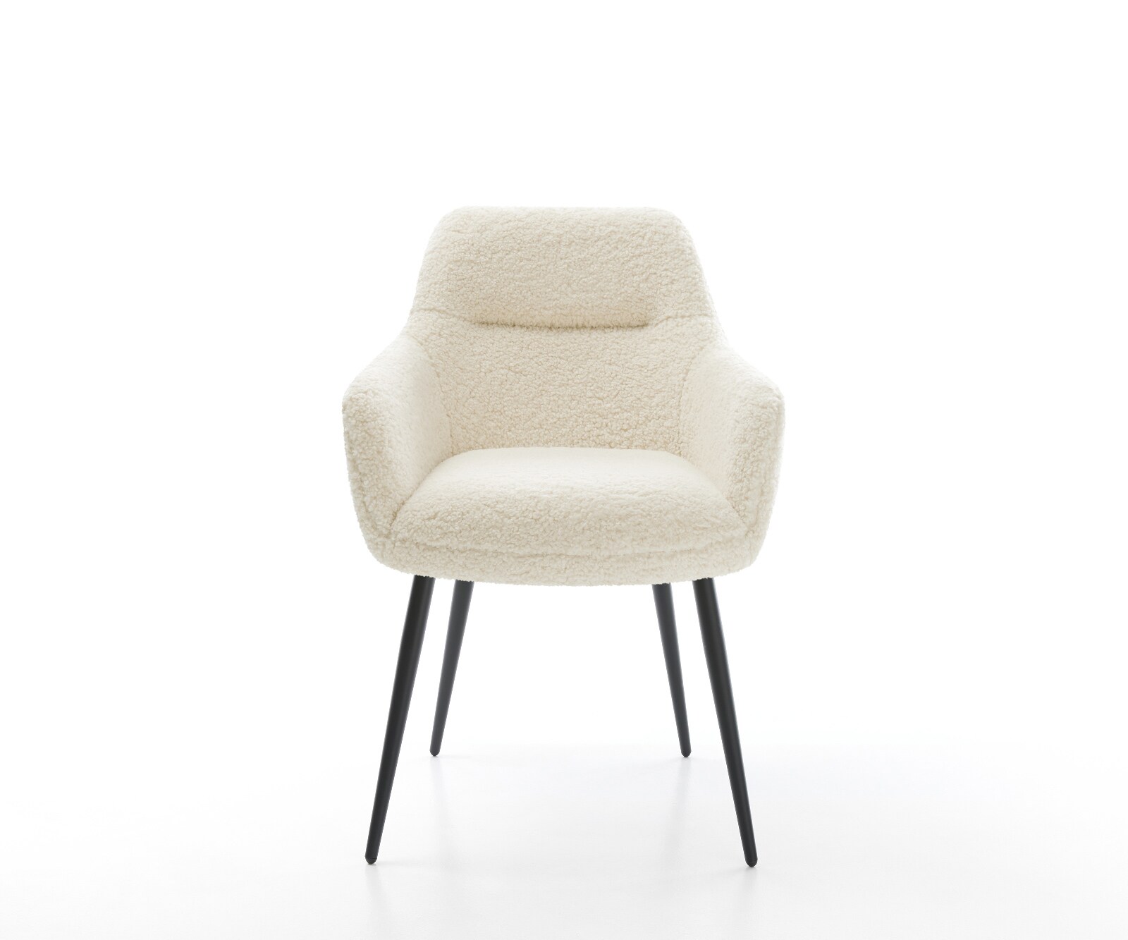 Chaise-de-salle-à-manger Pejo-Flex tissu teddy beige 4 pieds coniques noir resorts ensachés 2