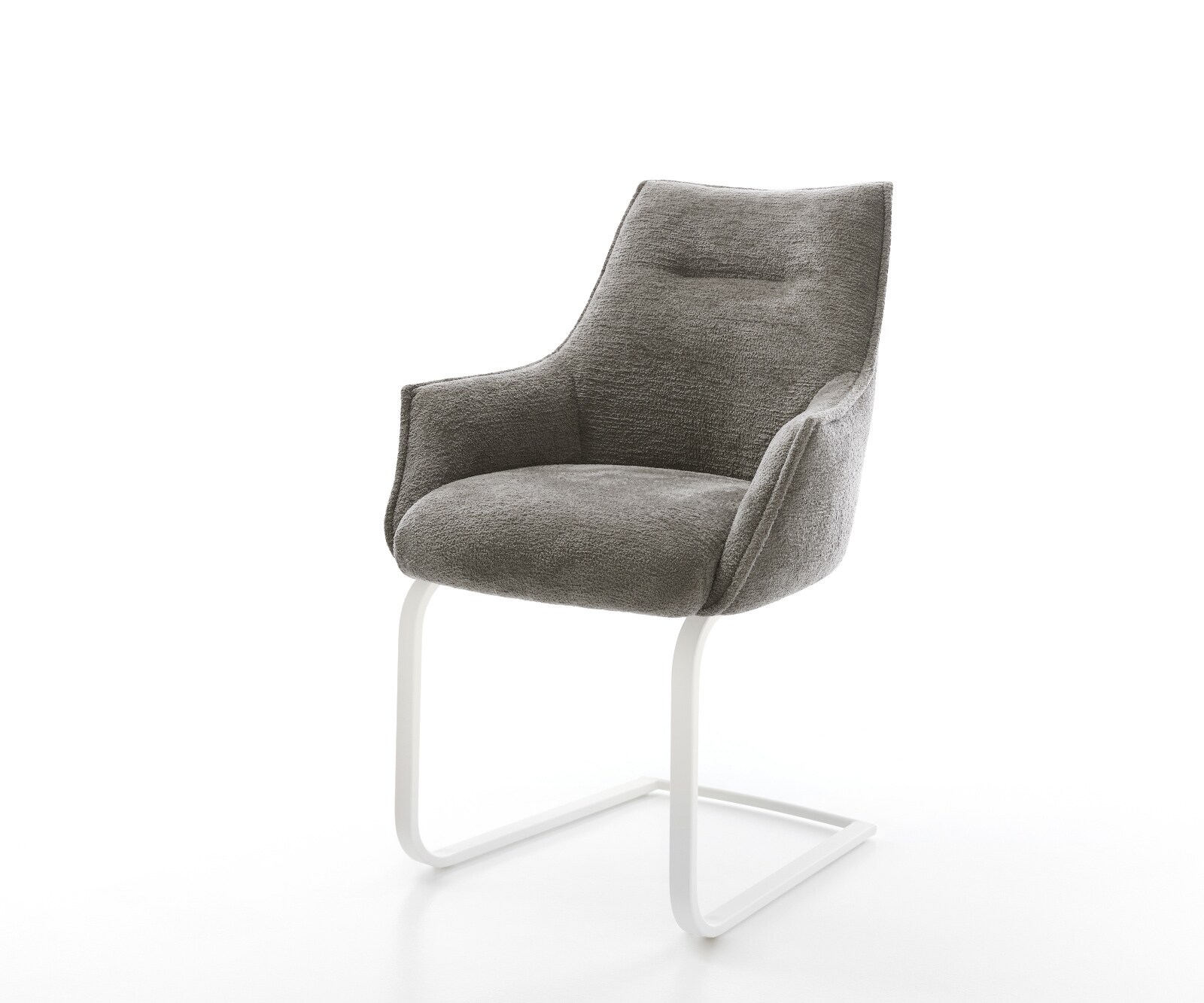 Cantilever Alja-Flex avec accoudoirs bouclé doux couleur boue pied cantilever plat blanc resorts ensachés 1