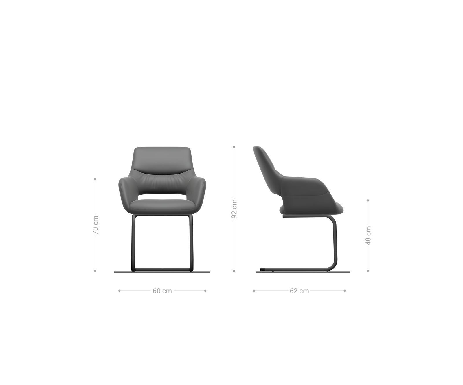 Cantilever Yago-Flex avec accoudoirs cuir de vache noir pied cantilever rond noir ressorts ensachés 5 Cantilever Yago-Flex avec accoudoirs cuir de vache noir pied cantilever rond noir ressorts ensachés 5