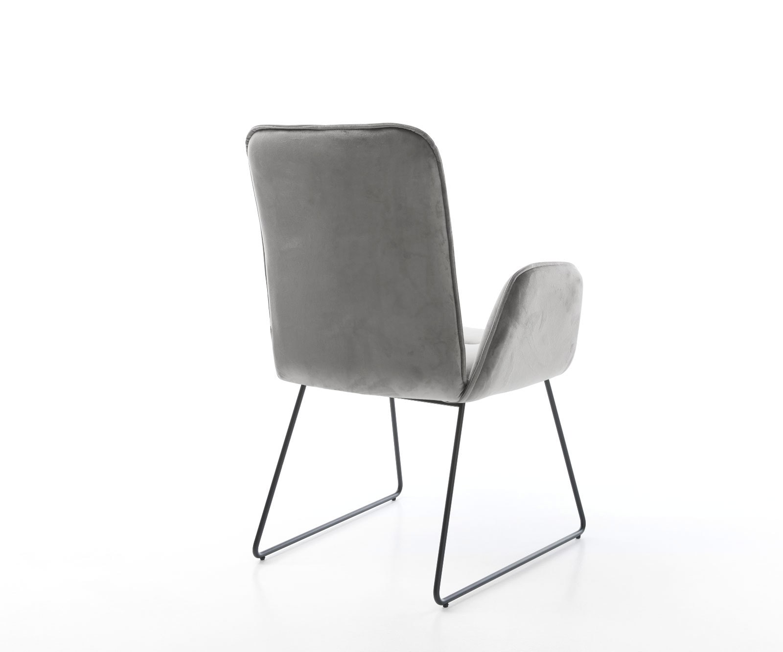 Chaise-de-salle-à-manger Vinja-Flex velours gris pied trapèze noir 4 Chaise-de-salle-à-manger Vinja-Flex velours gris pied trapèze noir 4