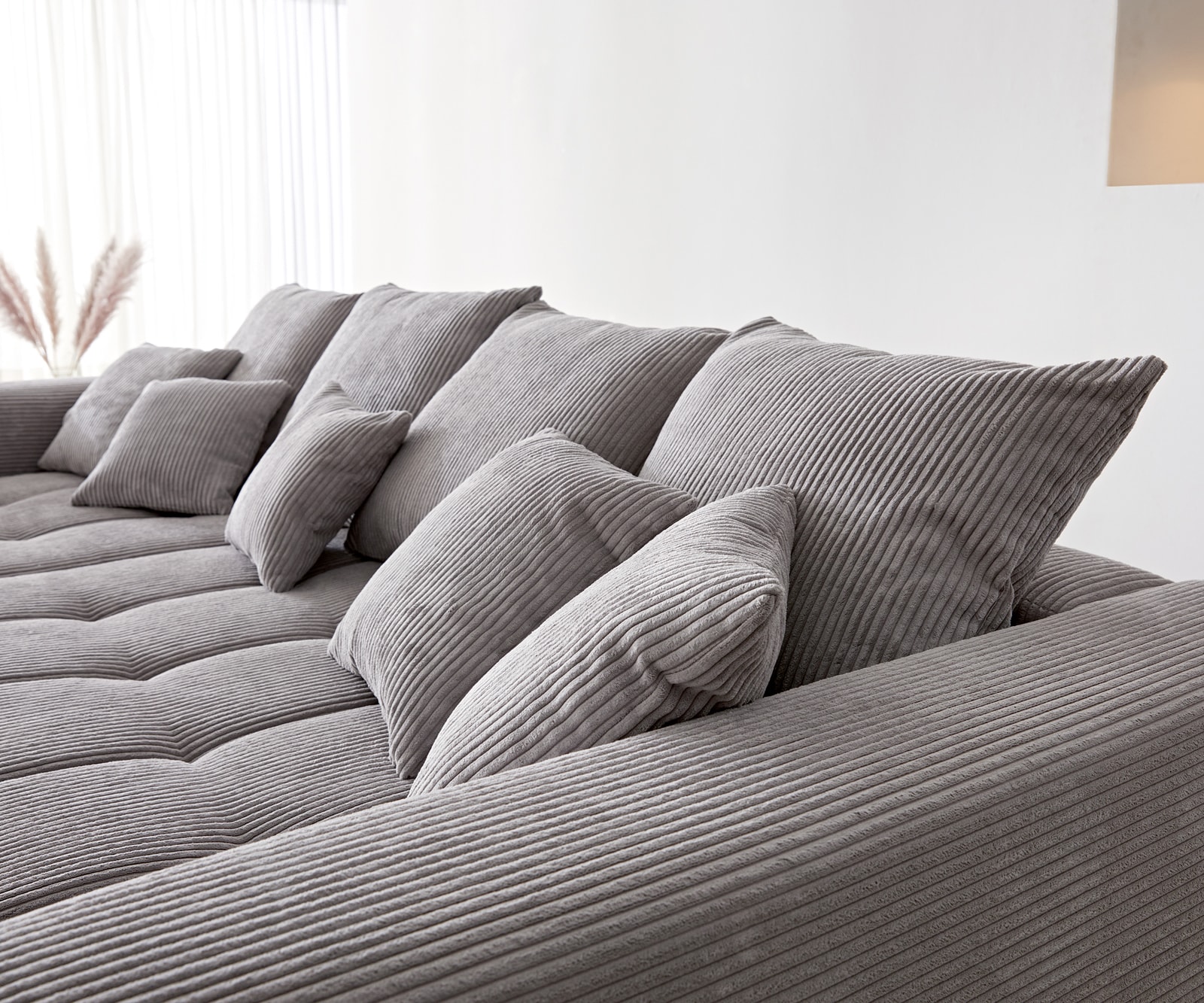 Canapé-d'angle Josea 300x220 cm velours côtelé gris argenté méridiènne gauche 5 Canapé-d'angle Josea 300x220 cm velours côtelé gris argenté méridiènne gauche 5