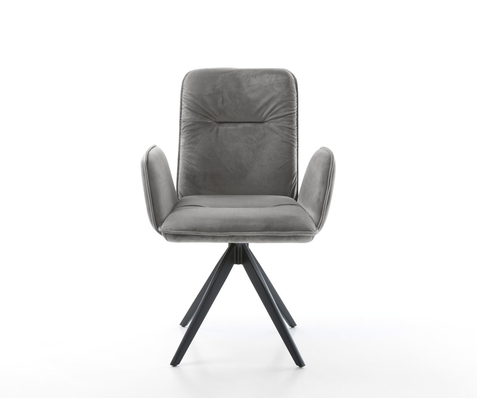 Chaise-de-salle-à-manger Vinja-Flex velours gris pied croisé angulaire noir 1 Chaise-de-salle-à-manger Vinja-Flex velours gris pied croisé angulaire noir 1