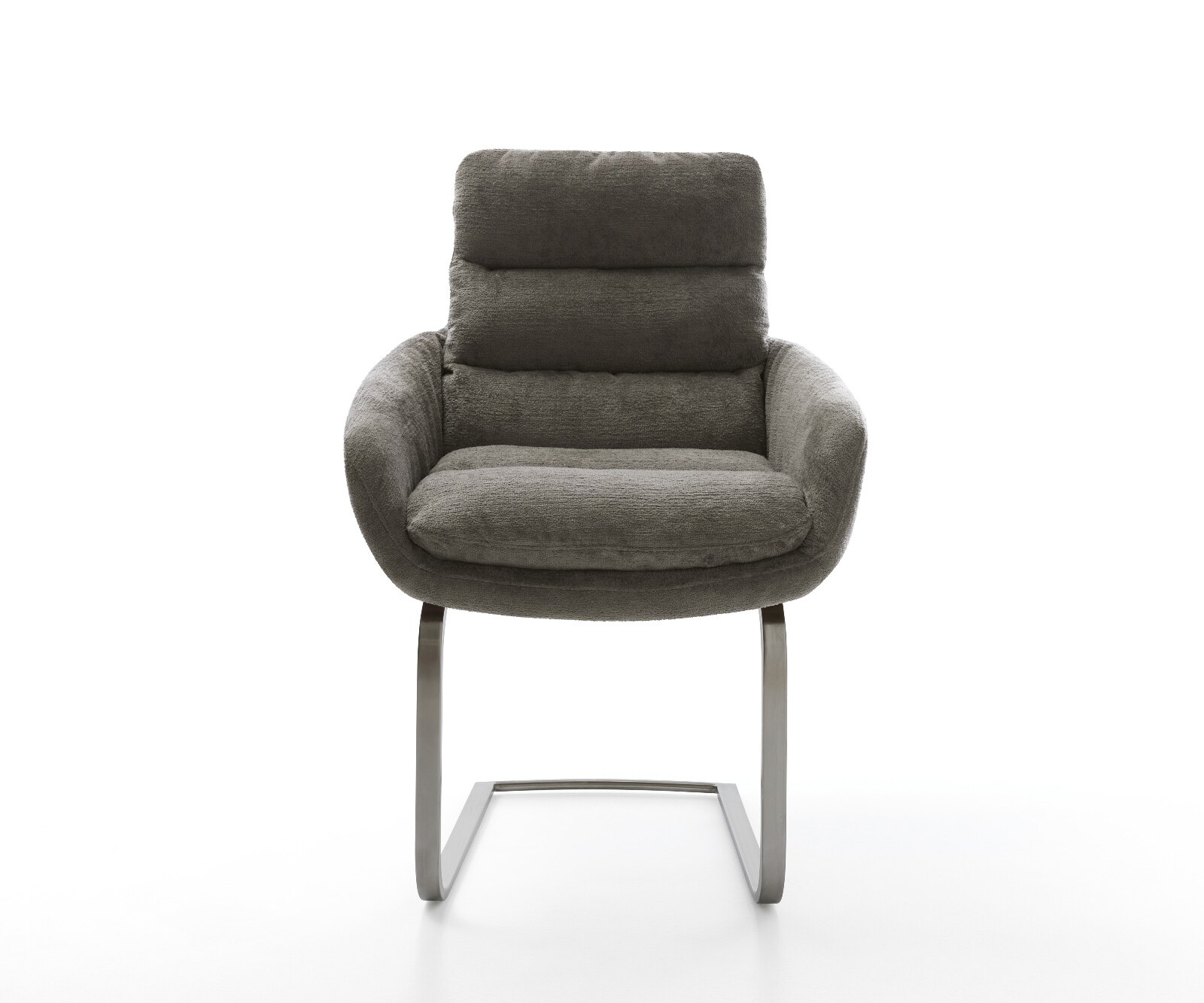 Cantilever Abelia-Flex avec accoudoirs bouclé doux couleur boue pied cantilever plat grafiete 2