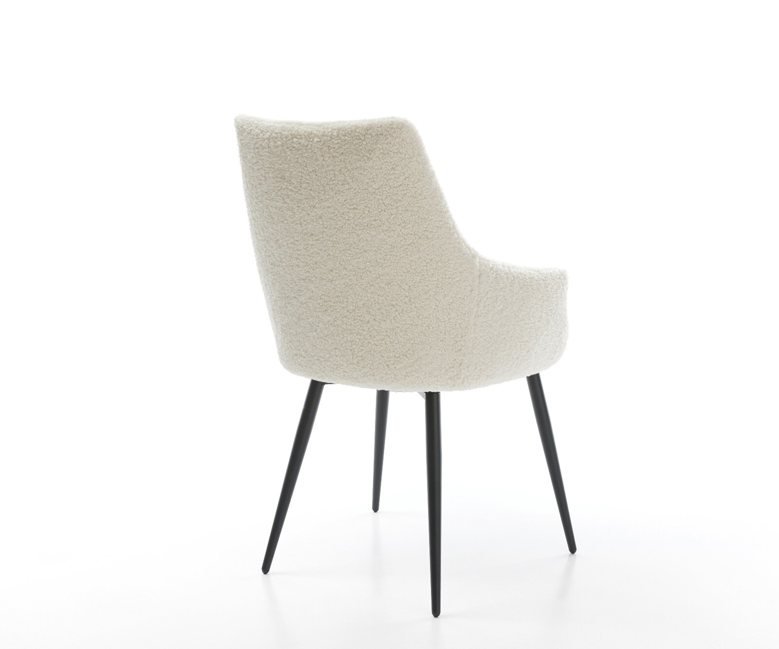 Chaise-de-salle-à-manger Alja-Flex avec accoudoirs tissu teddy beige 4 pieds coniques noir resorts ensachés 4