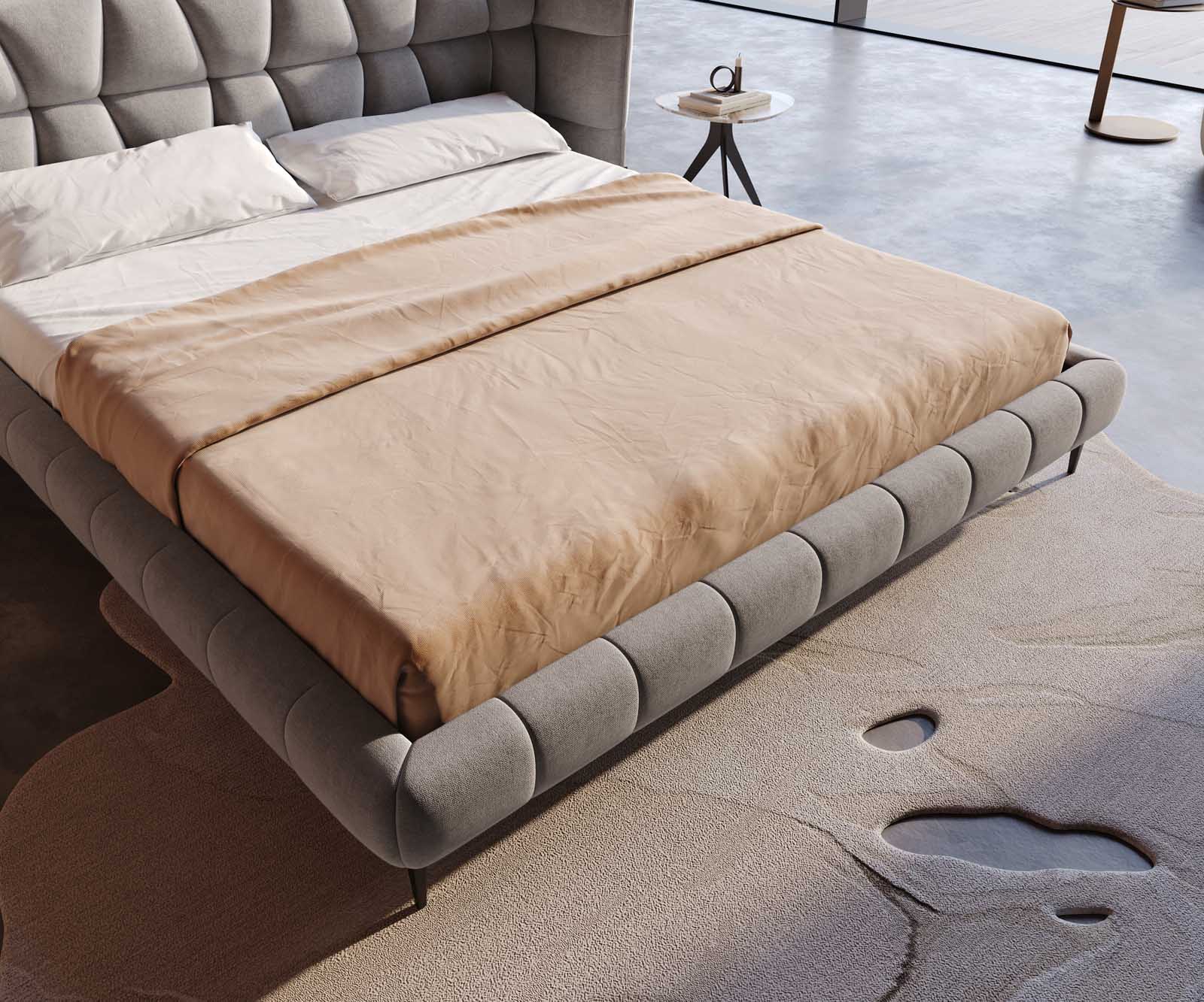 Sommier rembourré Capujo 180x200 cm microfibre grise 4