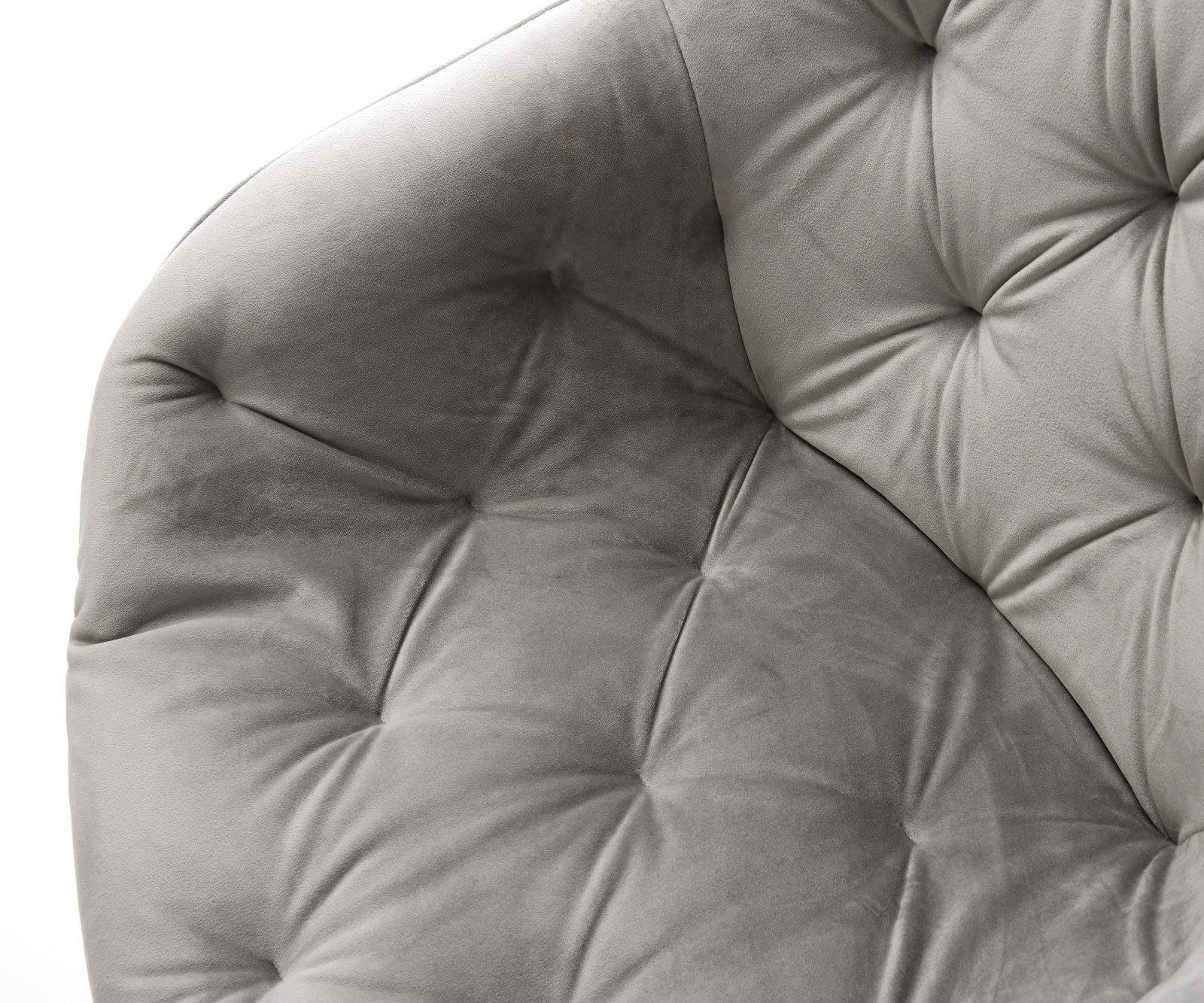 Chaise-de-salle-à-manger Gaio-Flex velours gris pied trapèze acier inoxydable brossé 3 Chaise-de-salle-à-manger Gaio-Flex velours gris pied trapèze acier inoxydable brossé 3