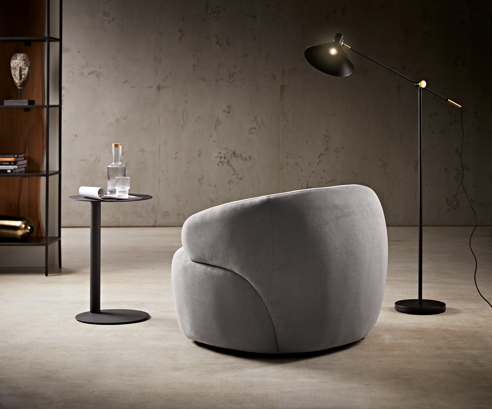 Fauteuil-lounge Nova 88x88 cm microfibre gris 4 Fauteuil-lounge Nova 88x88 cm microfibre gris 4