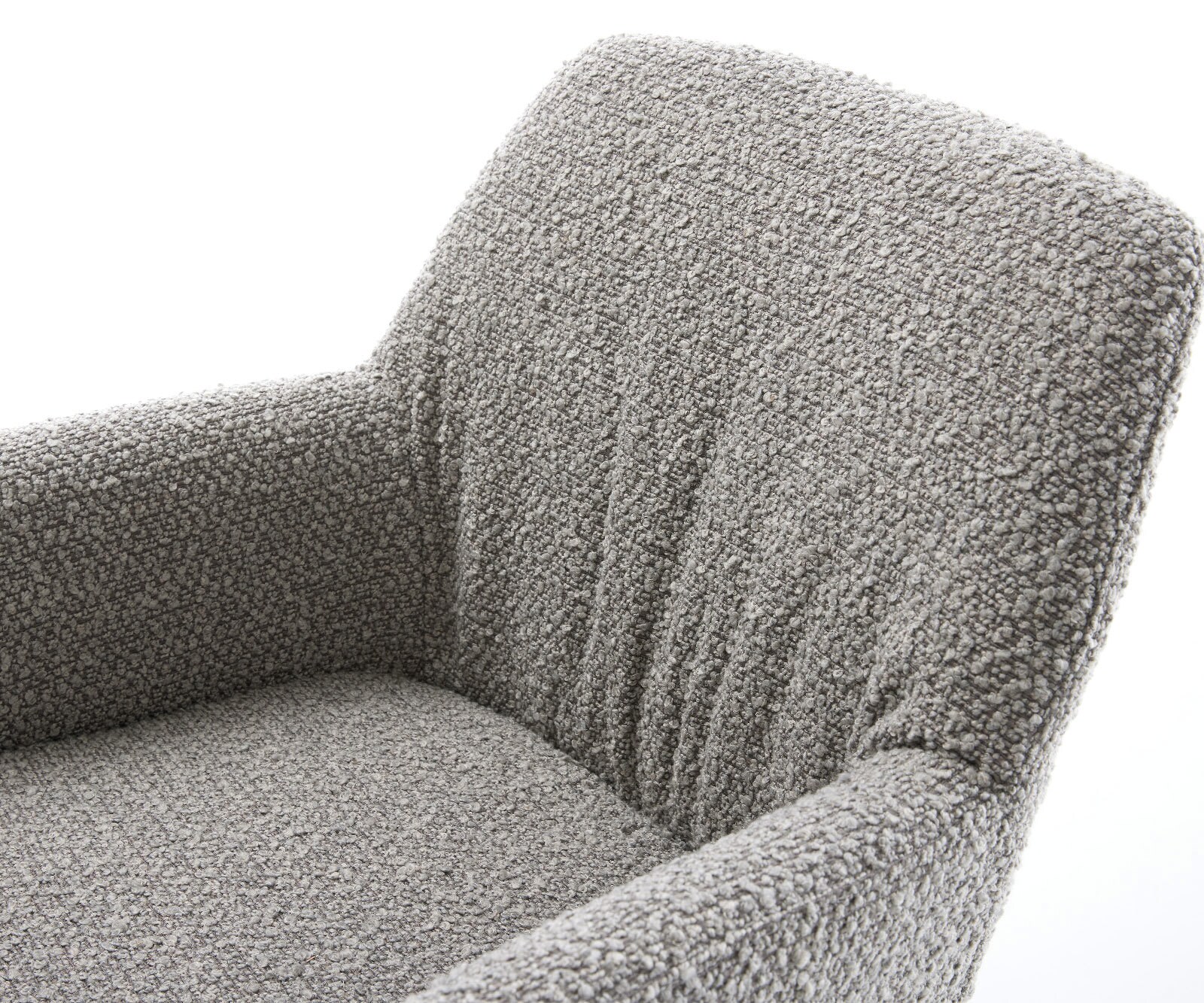 Chaise-pivotante Xana-Flex avec accoudoirs bouclé gris argenté pied de chaise 4 branches aspect titane pivotement sur 360° ressorts ensachés 3