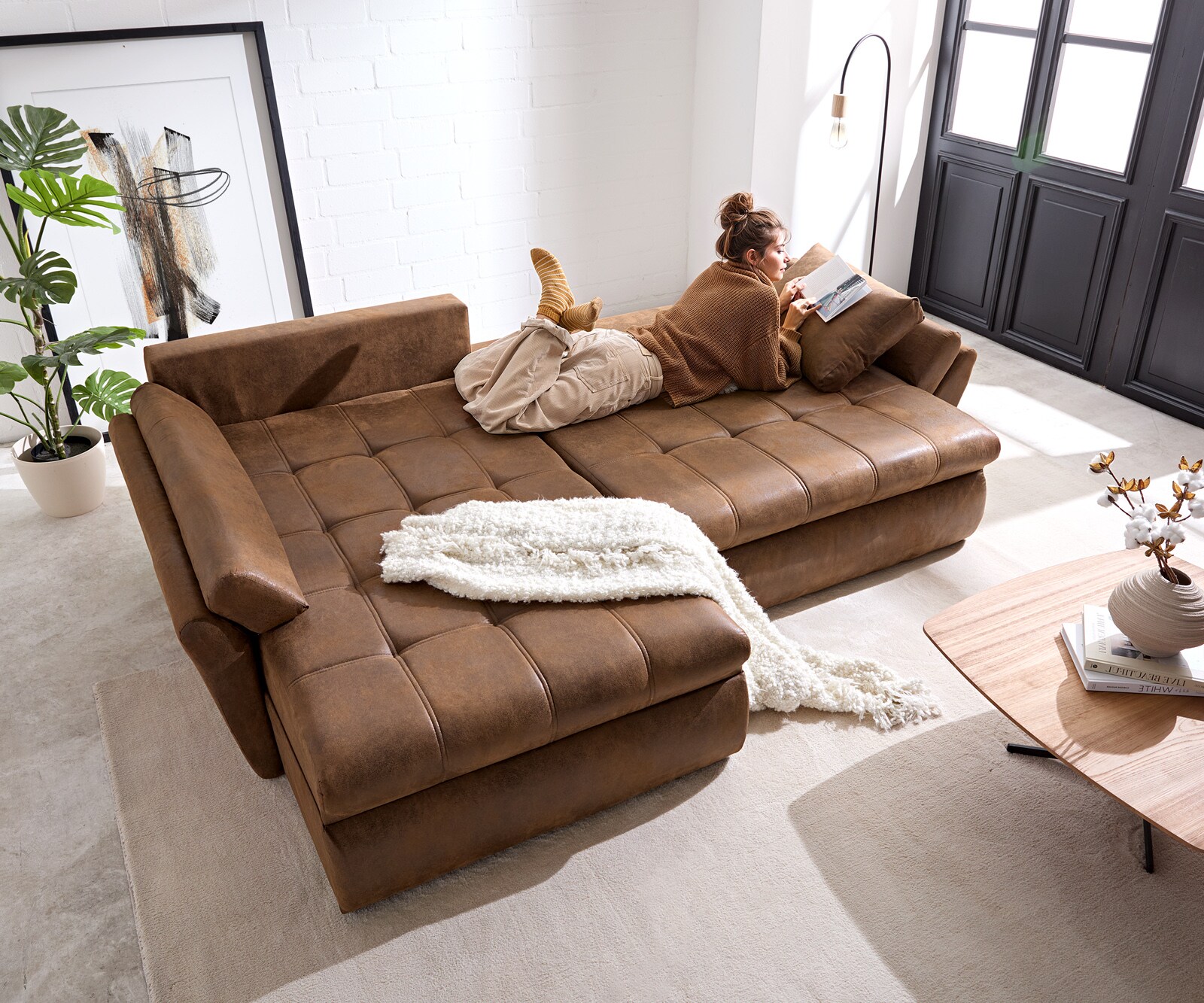 Canapé Loana 275x185 cm marron avec fonction lit 3