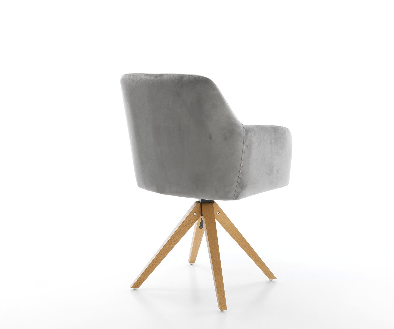 Chaise-de-salle-à-manger Greg-Flex velours gris pied en bois angulaire naturel ressorts ensachés 4 Chaise-de-salle-à-manger Greg-Flex velours gris pied en bois angulaire naturel ressorts ensachés 4
