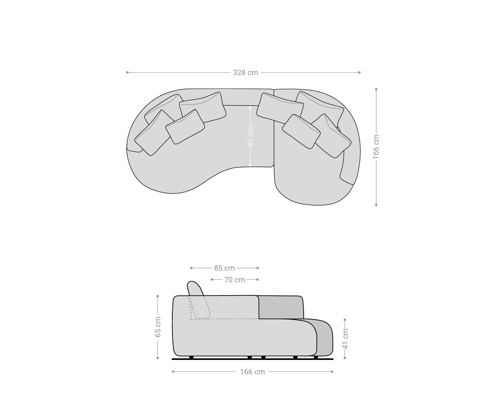 Canapé Edina 330x170 cm Bouclé Crème-Blanc 8