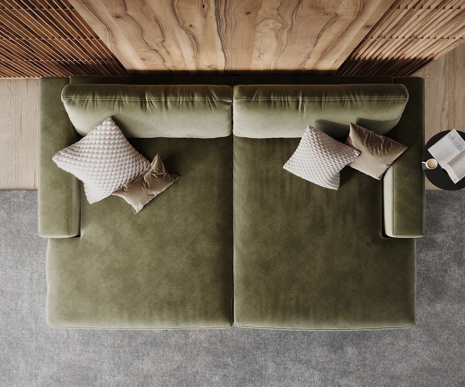 Grand-canapé Cubico 290x170 cm velours olive 5