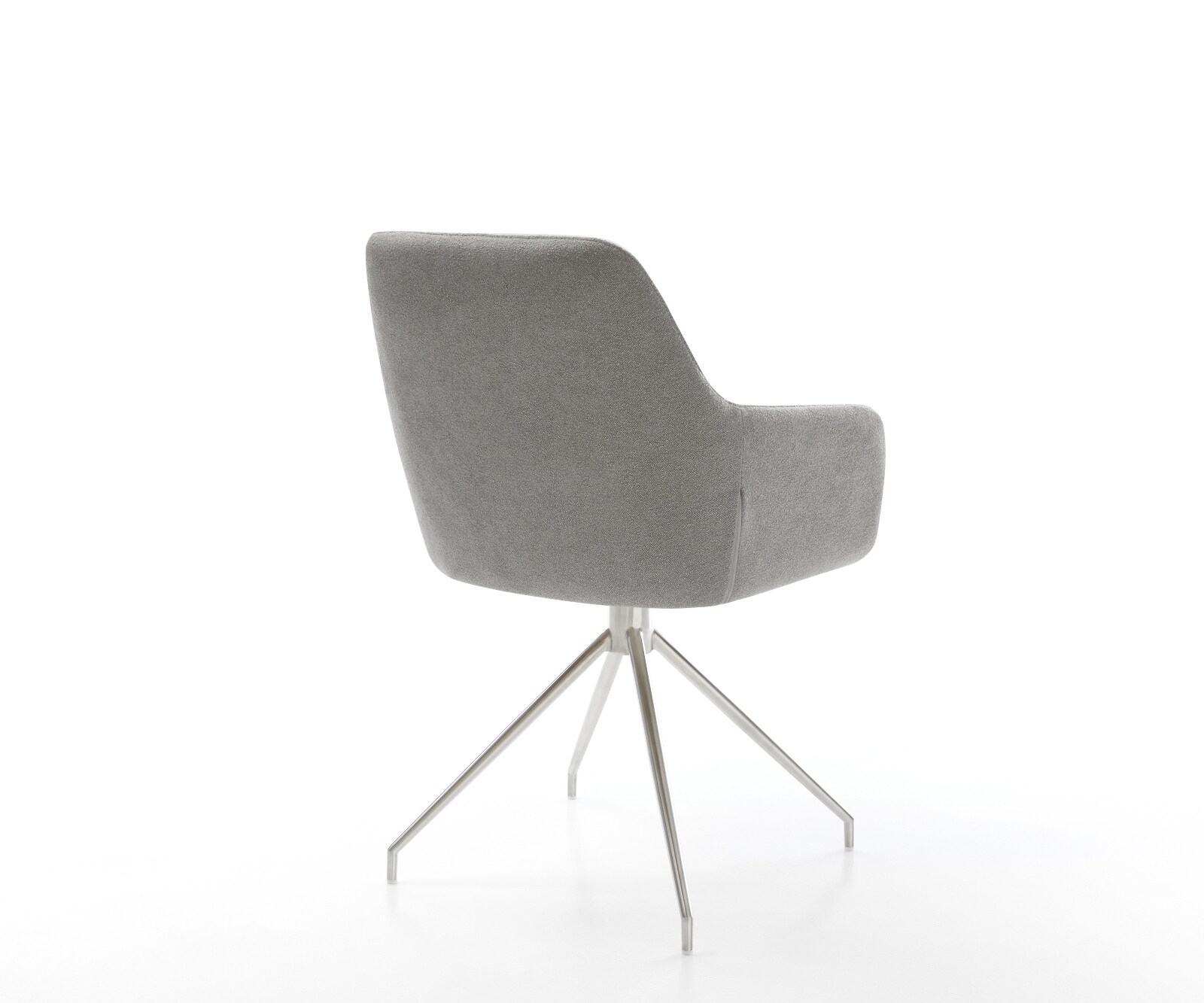 Chaise-de-salle-à-manger Pejo-Flex tissu structuré doux gris pied croisé conique acier inoxydable resorts ensachés 5