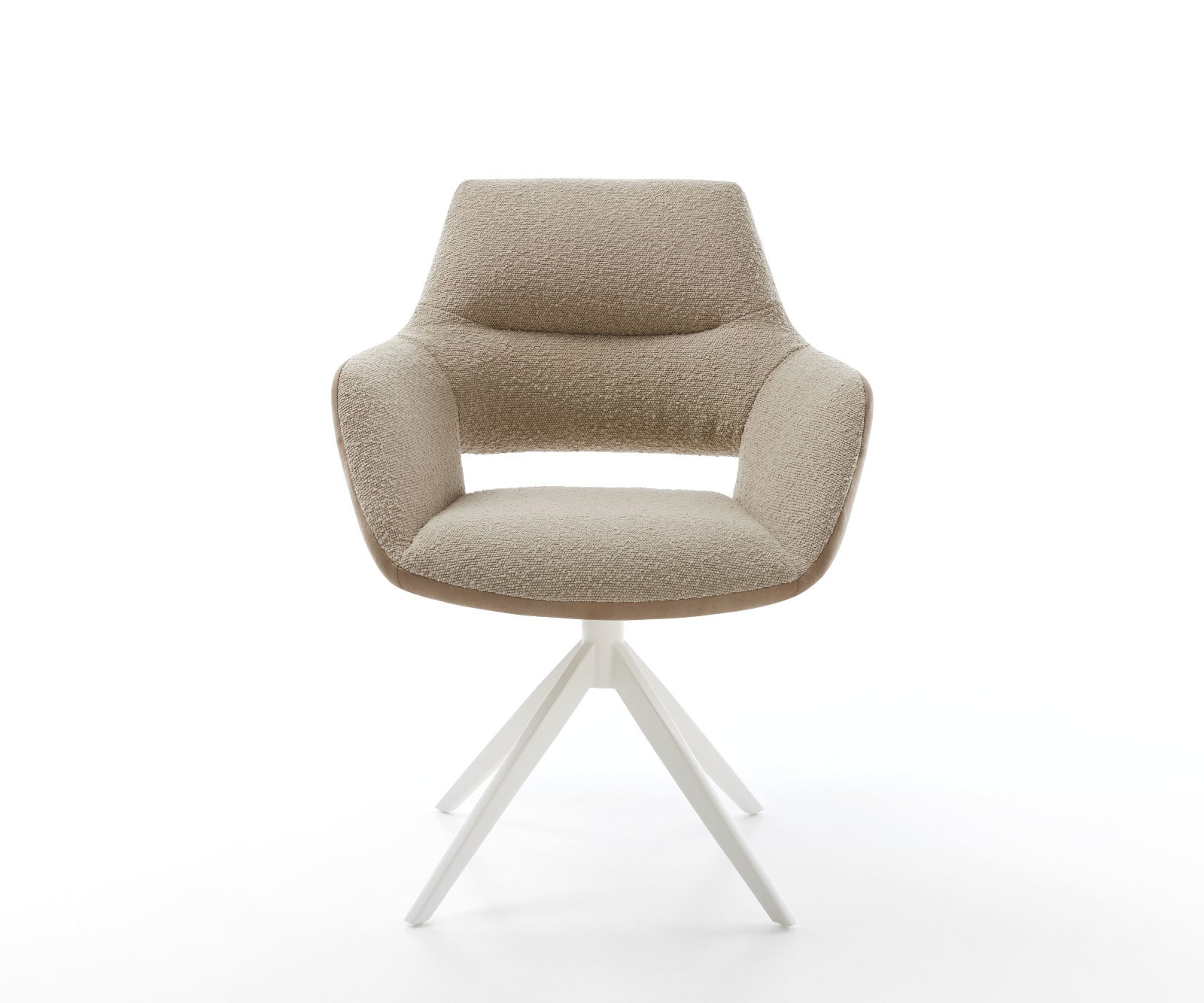 Chaise-pivotante Yago-Flex avec accoudoirs tissu mixte couleur boue pied croisé large blanc pivotement sur 360° fonction bascule ressorts ensachés 1 Chaise-pivotante Yago-Flex avec accoudoirs tissu mixte couleur boue pied croisé large blanc pivotement sur 360° fonction bascule ressorts ensachés 1