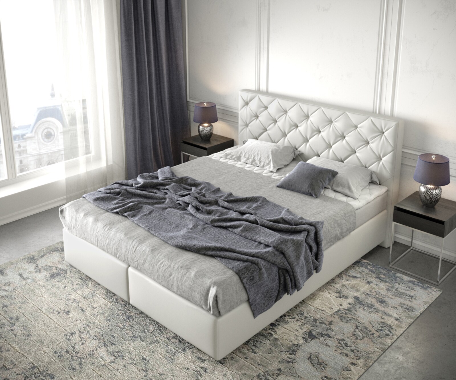 Lit à sommier tapissier Dream-Great 160x200 Cuir synthétique Weiß 3