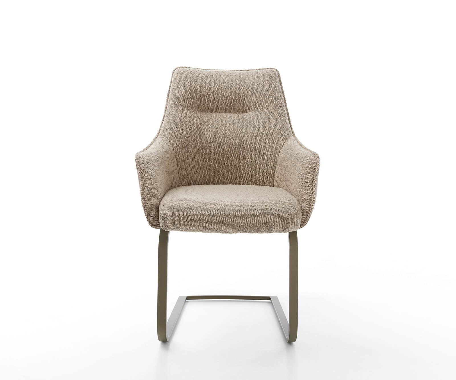 Cantilever Alja-Flex avec accoudoirs tissu mixte couleur boue pied cantilever plat aspect titane ressorts ensachés 2