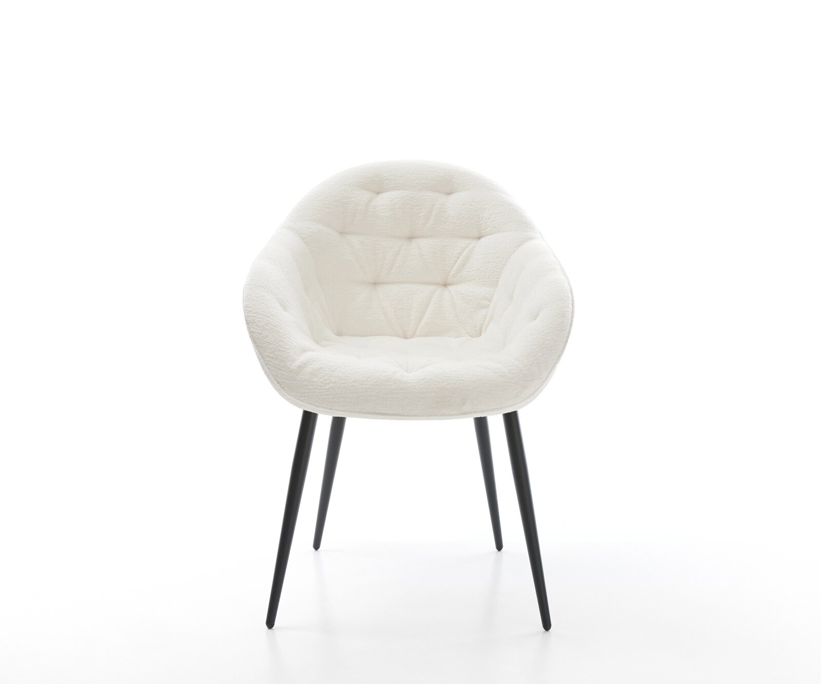 Chaise-de-salle-à-manger Gaio-Flex bouclé doux beige 4 pieds coniques noir 2