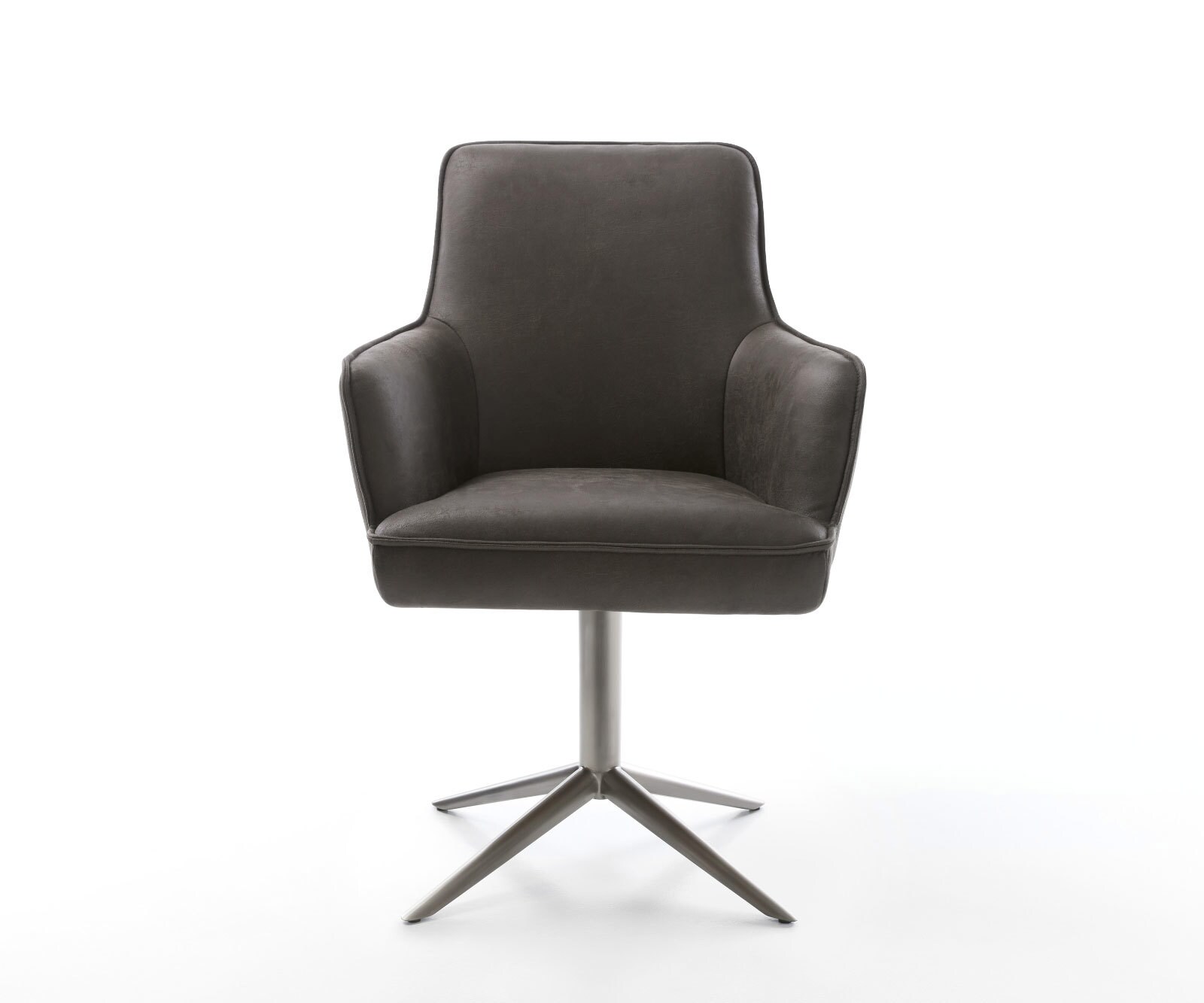 Chaise-pivotante Heira-Flex avec accoudoirs microvelours anthracite vintage pied de chaise 4 branches grafiete pivotement sur 360° fonction bascule ressorts ensachés 2