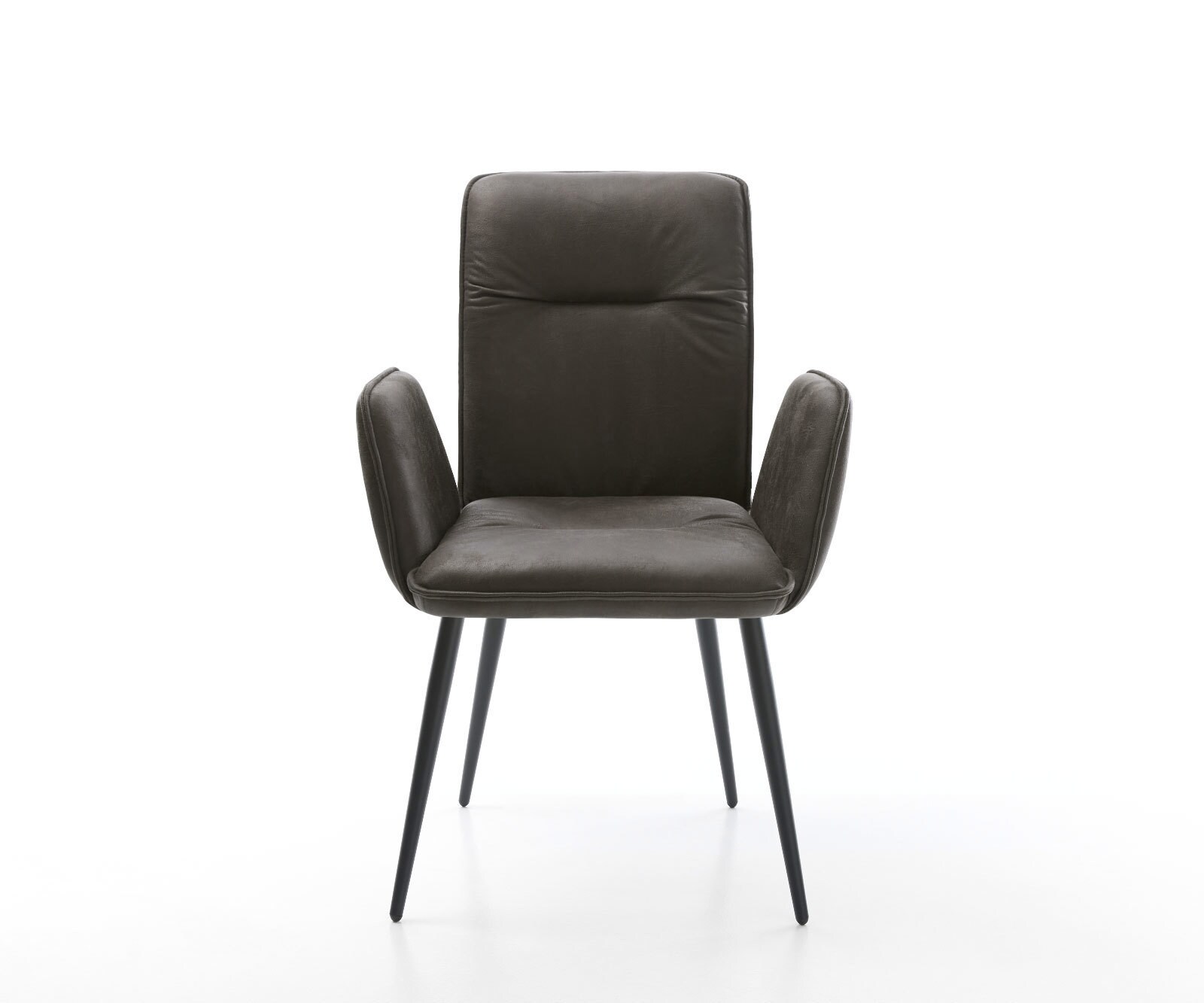 Chaise-de-salle-à-manger Vinja-Flex microvelours anthracite vintage 4 pieds coniques noir 1