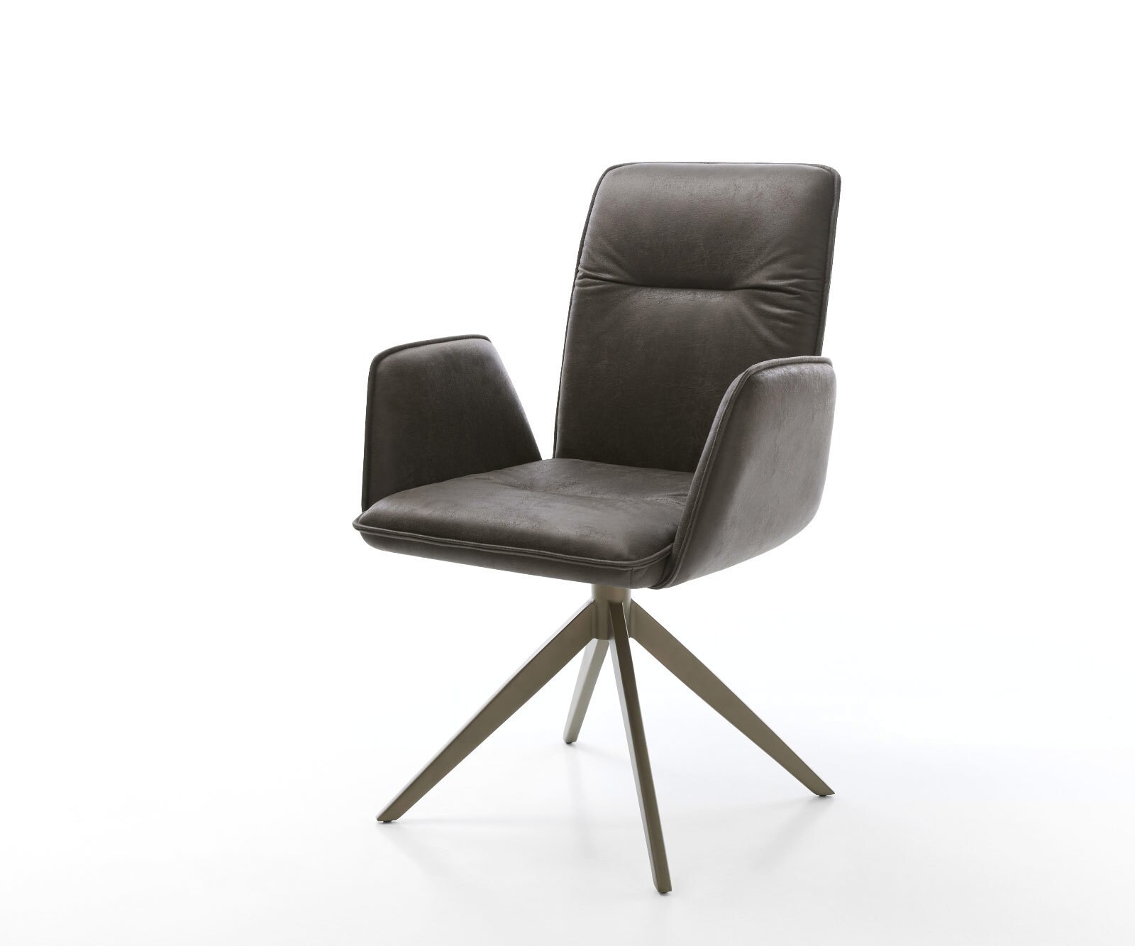 Chaise-pivotante Vinja-Flex microvelours anthracite vintage pied croisé large aspect titane pivotement sur 360°