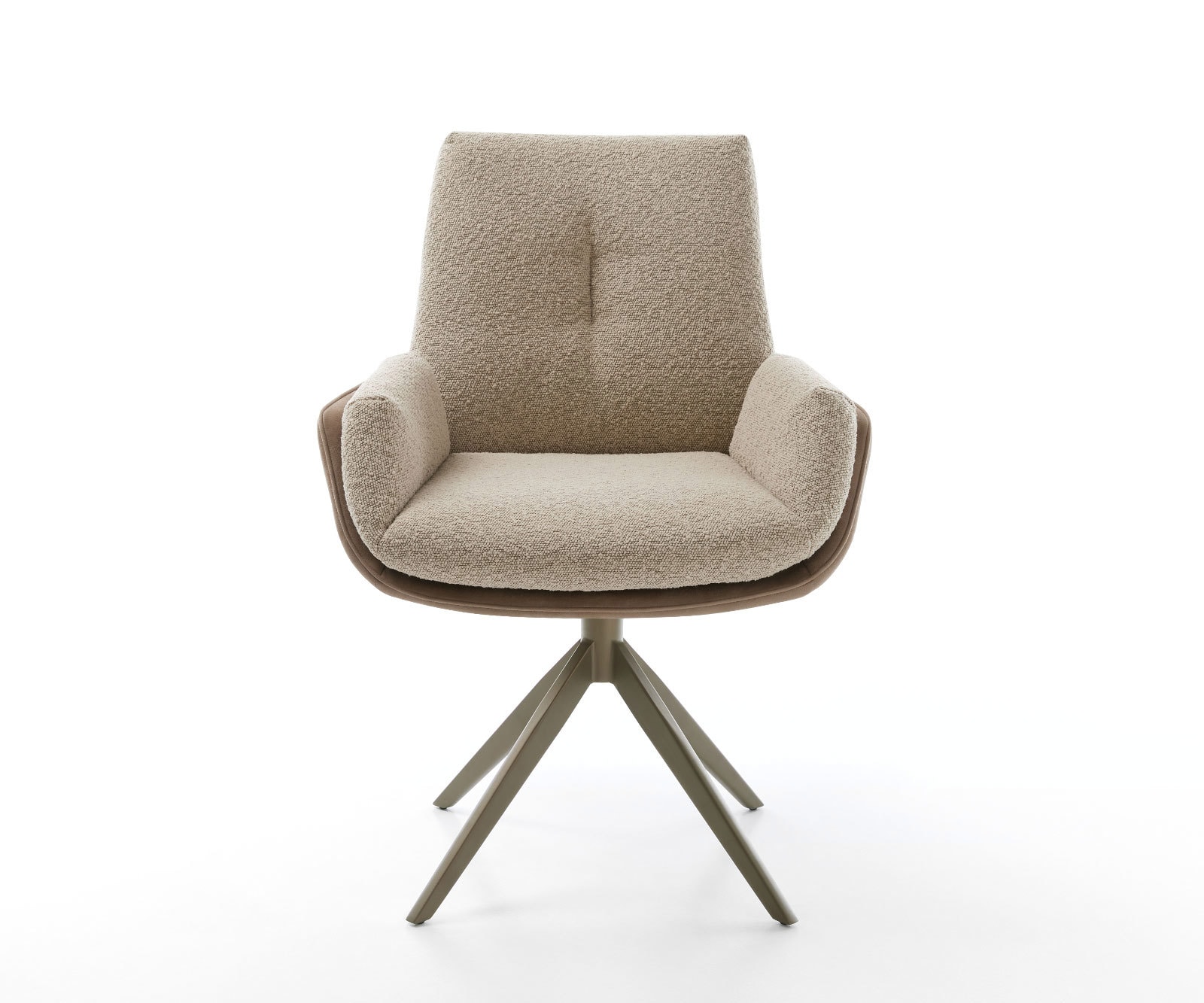 Chaise-pivotante Clea-Flex tissu mixte couleur boue pied croisé large aspect titane pivotement sur 360° 1 Chaise-pivotante Clea-Flex tissu mixte couleur boue pied croisé large aspect titane pivotement sur 360° 1