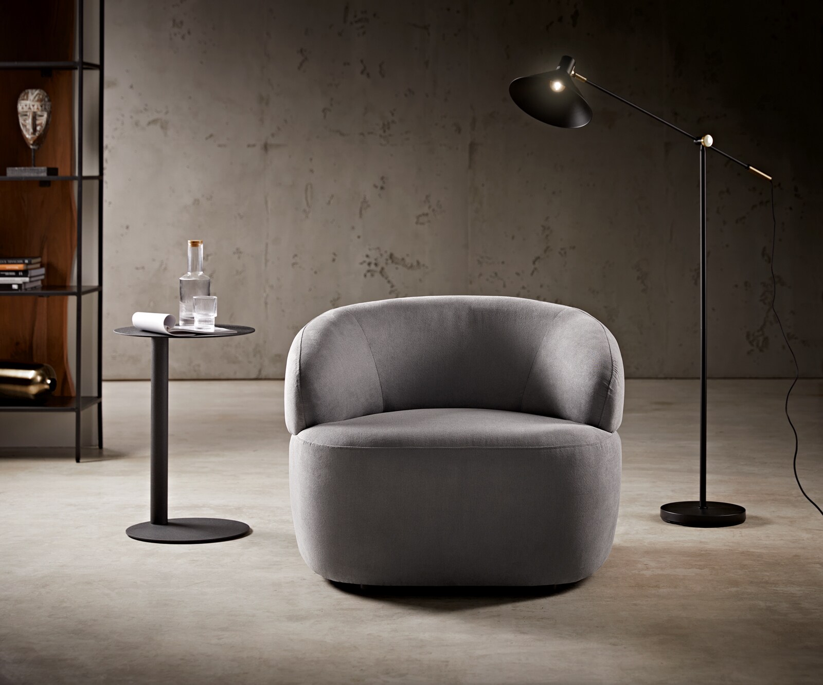 Fauteuil-lounge Nova 88x88 cm microfibre gris 3