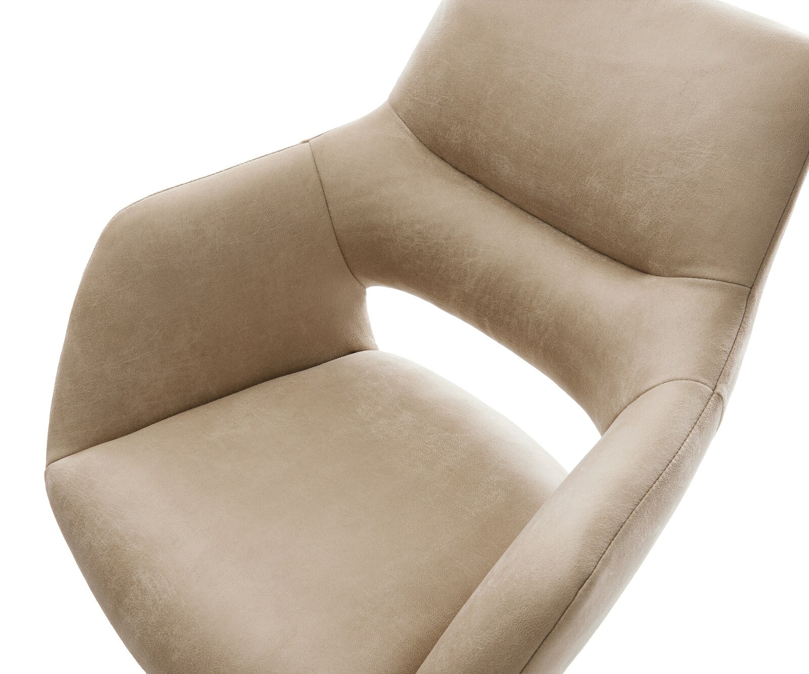 Chaise-de-bar Yago-Flex Microfibre Beige Vintage Pied cantilever acier inoxydable Argent Ressort ensaché 3