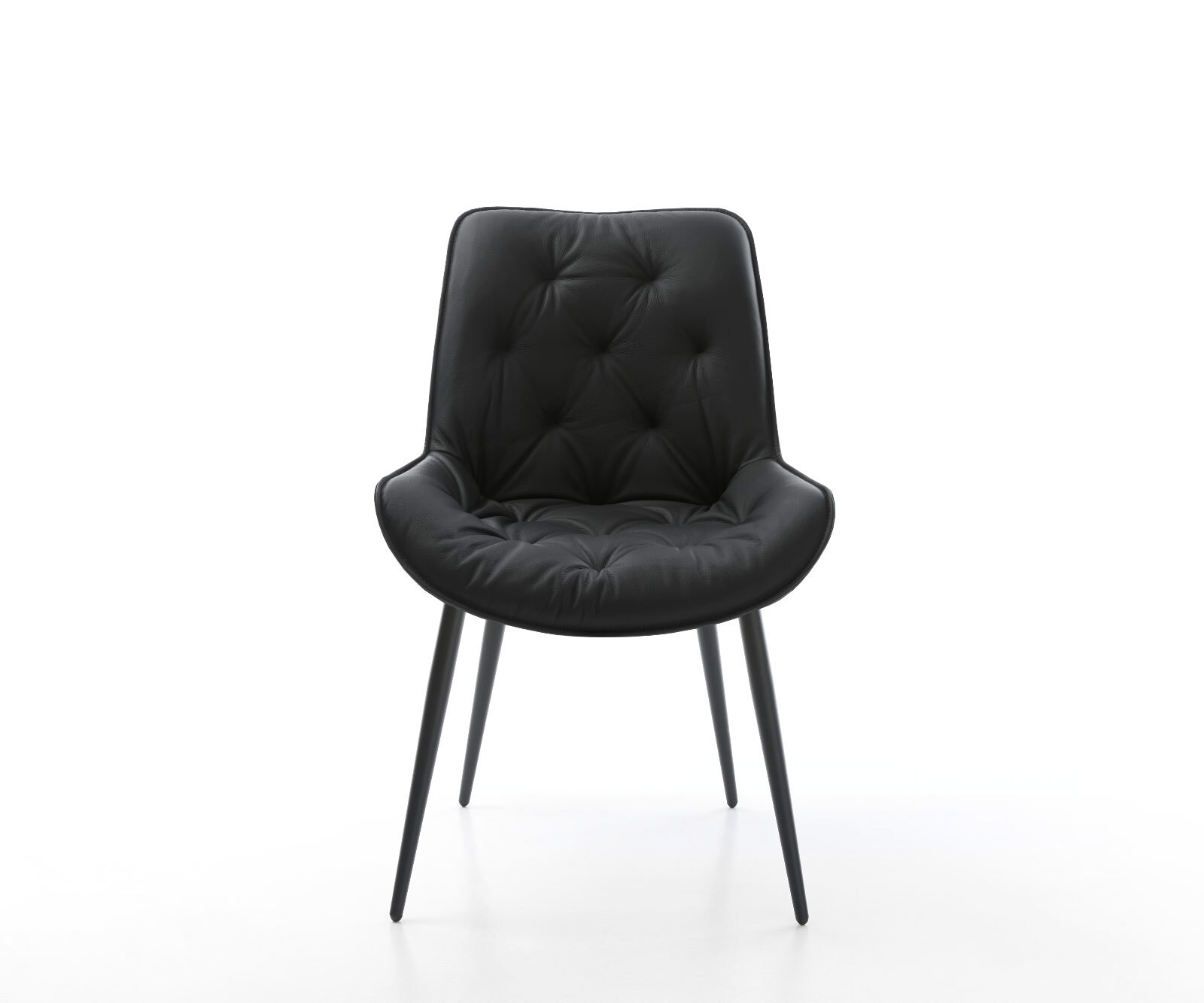 Chaise-de-salle-à-manger Taimi-Flex cuir de vache noir 4 pieds coniques noir 2 Chaise-de-salle-à-manger Taimi-Flex cuir de vache noir 4 pieds coniques noir 2