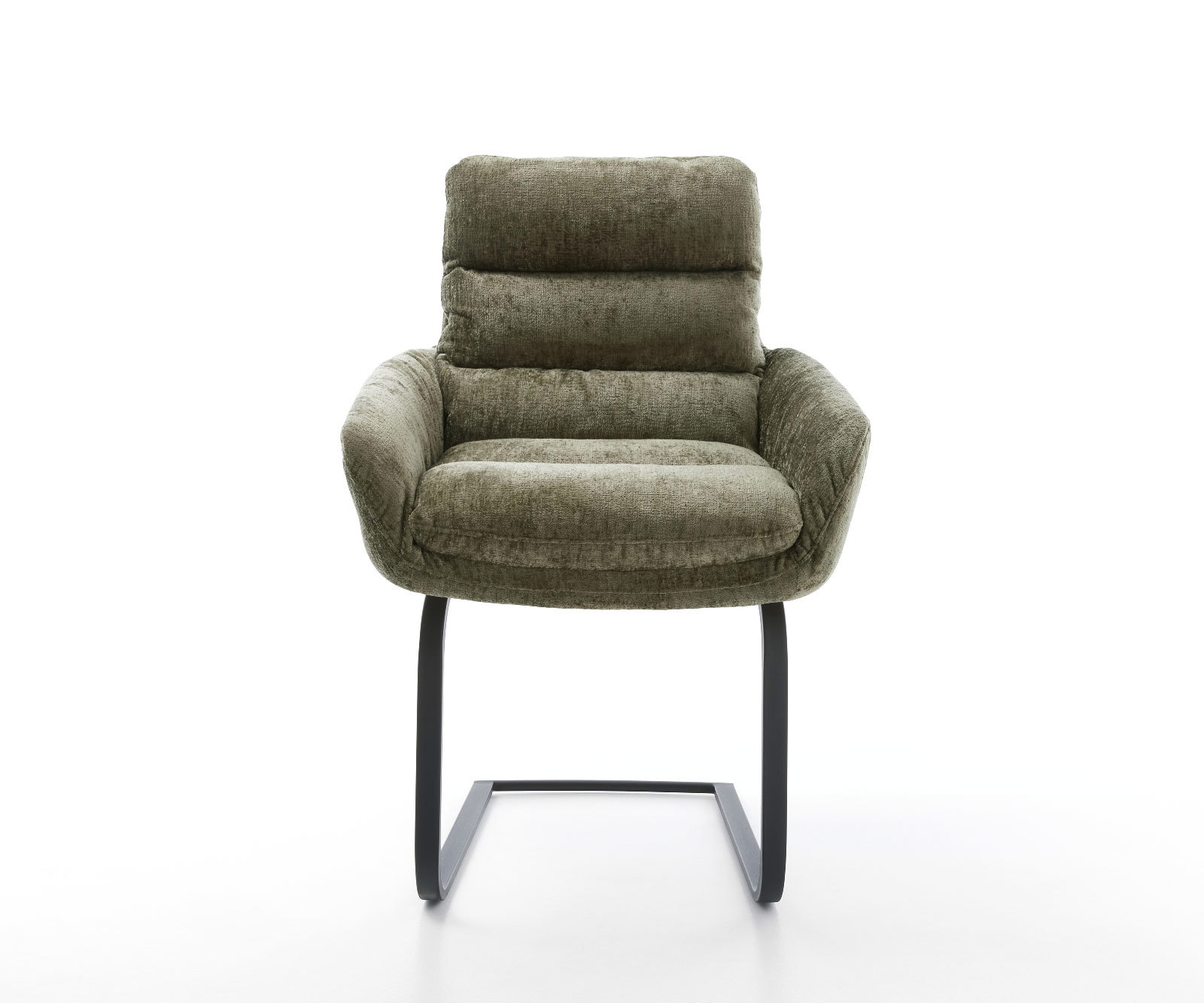 Cantilever Abelia-Flex avec accoudoirs chenille olive pied cantilever plat noir 2