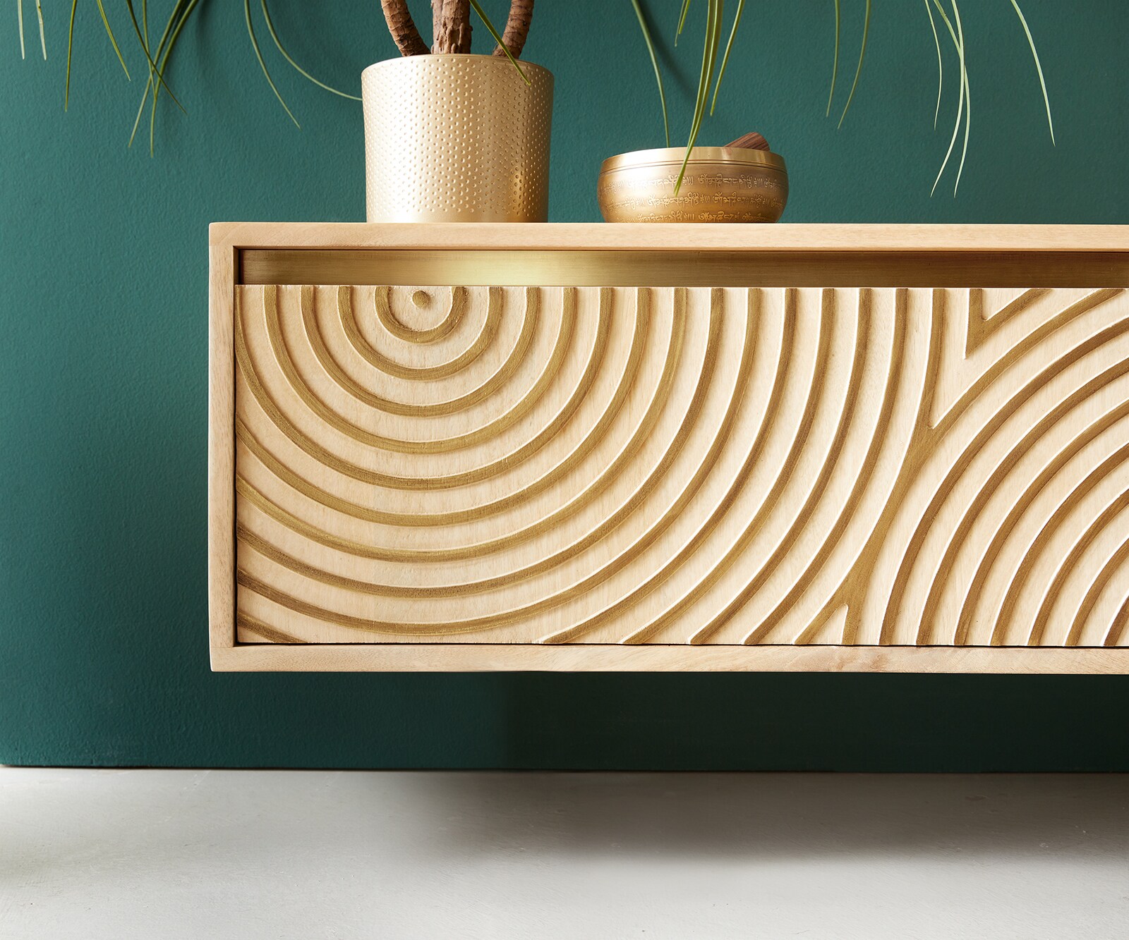 Meuble-TV Budaya 200 cm manguier naturel 2 portes fixation murale 5