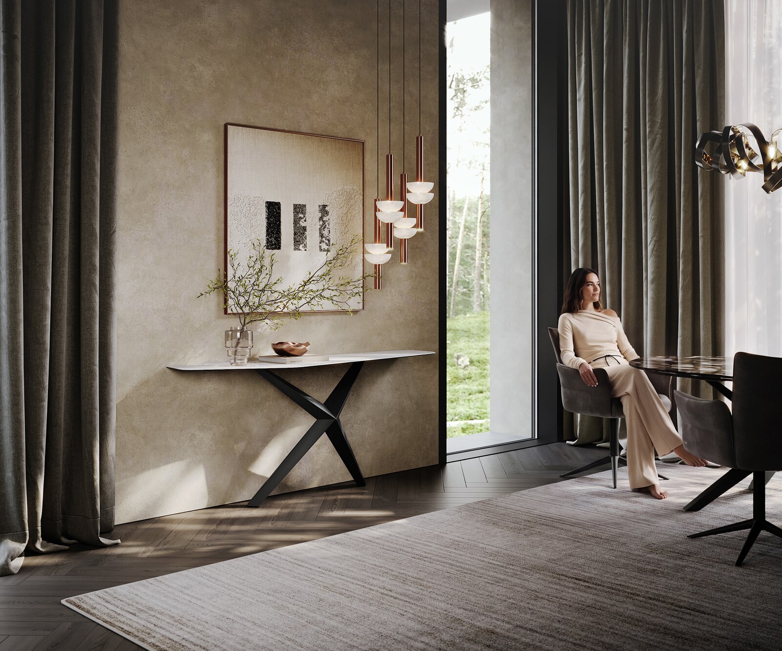 Console Edge Polygonal 180x50 cm Céramique Laminam® Statuarietto Weiß Zentharo Métal Noir 6