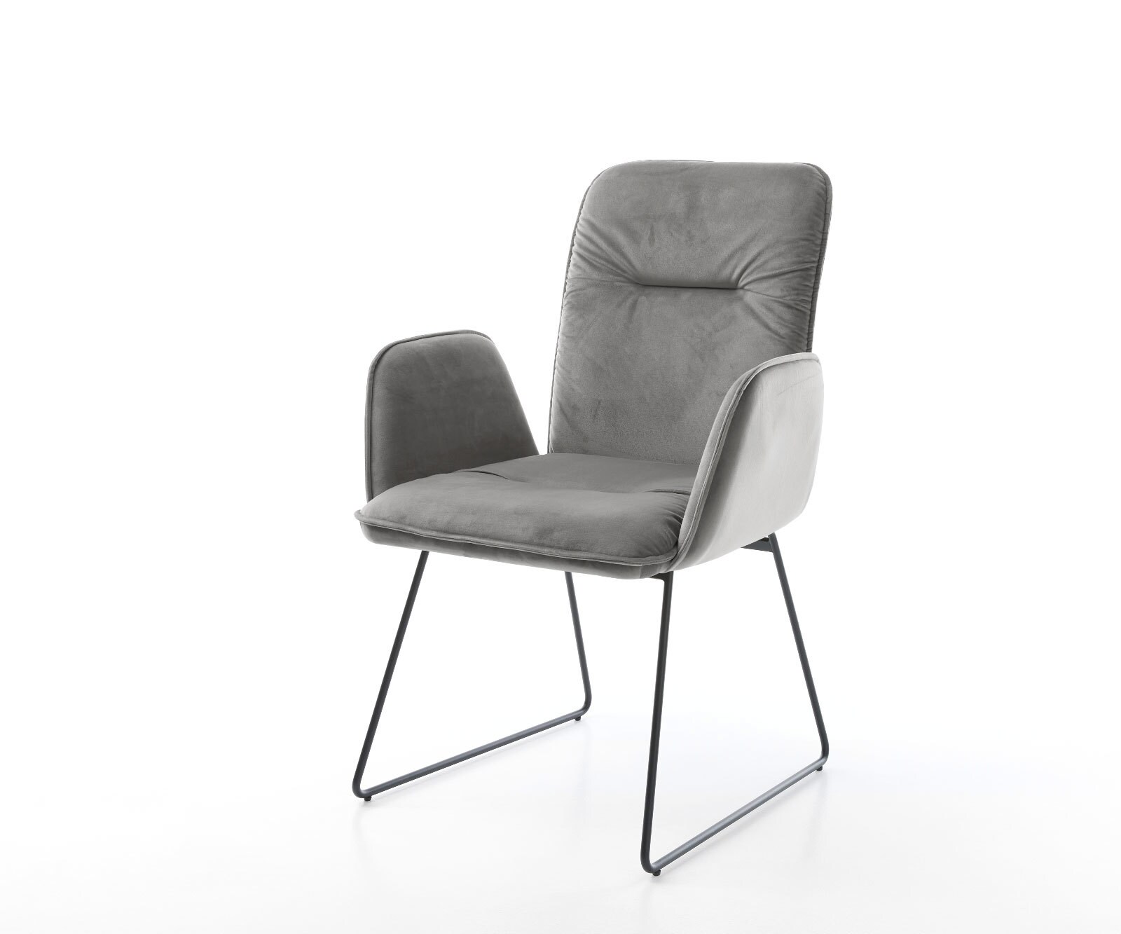 Chaise-de-salle-à-manger Vinja-Flex velours gris pied trapèze noir