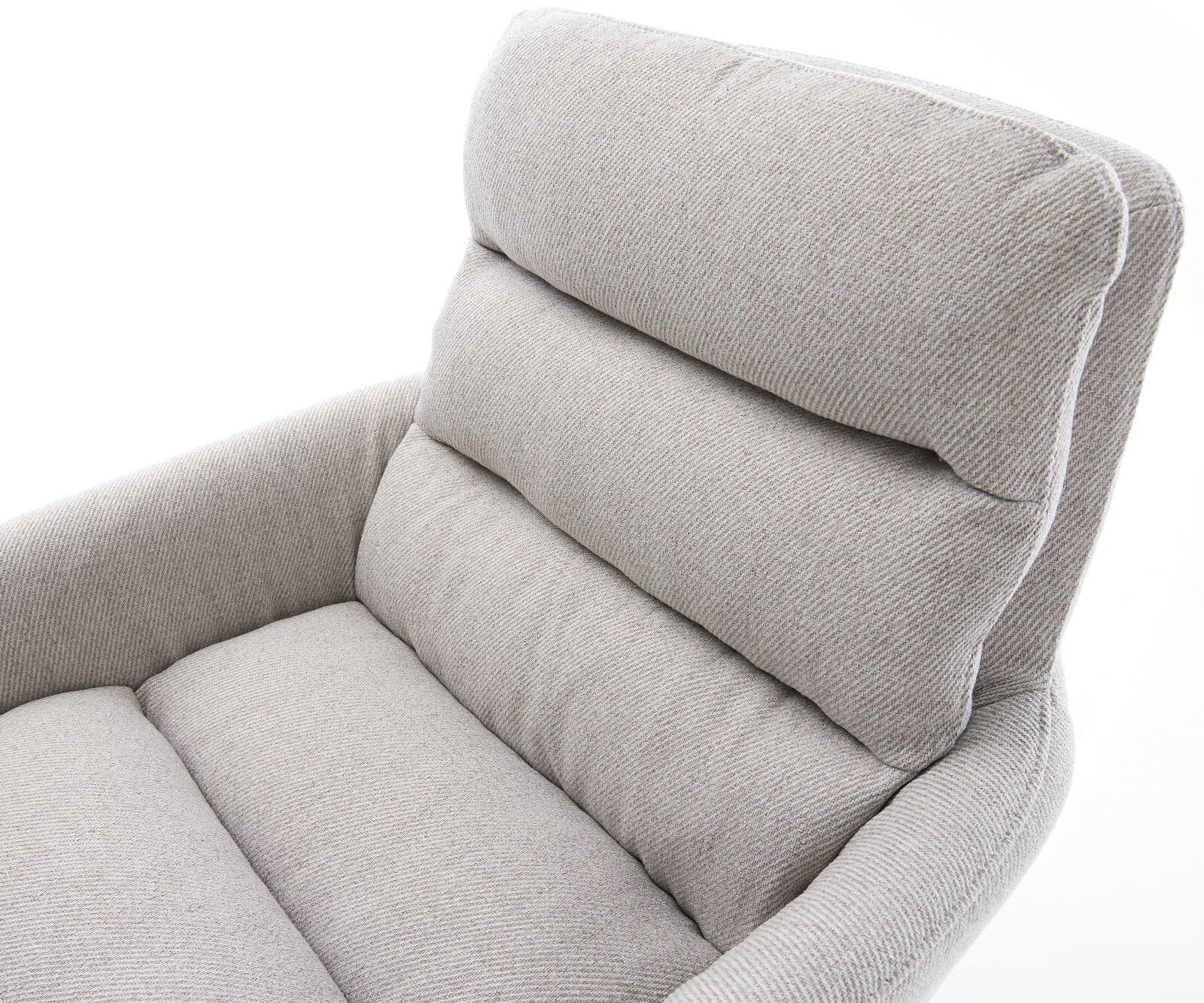 Chaise-de-salle-à-manger Abelia-Flex avec accoudoirs rayures gris clair pied croisé large acier inoxydable brossé 4