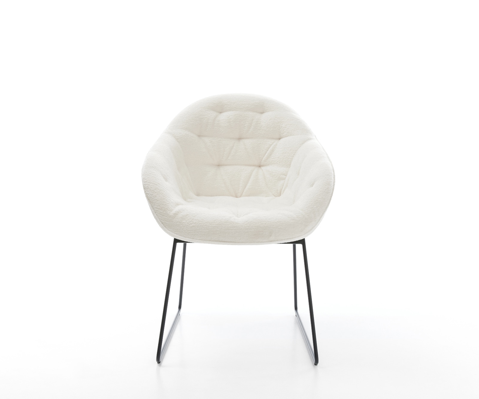 Chaise-de-salle-à-manger Gaio-Flex bouclé doux beige pied trapèze noir 2