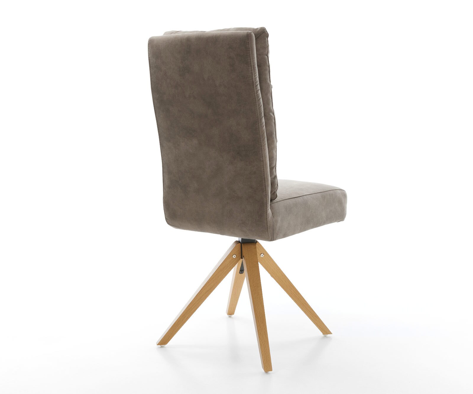 Chaise-de-salle-à-manger Pela-Flex microvelours taupe vintage pied en bois angulaire naturel ressorts ensachés 4 Chaise-de-salle-à-manger Pela-Flex microvelours taupe vintage pied en bois angulaire naturel ressorts ensachés 4