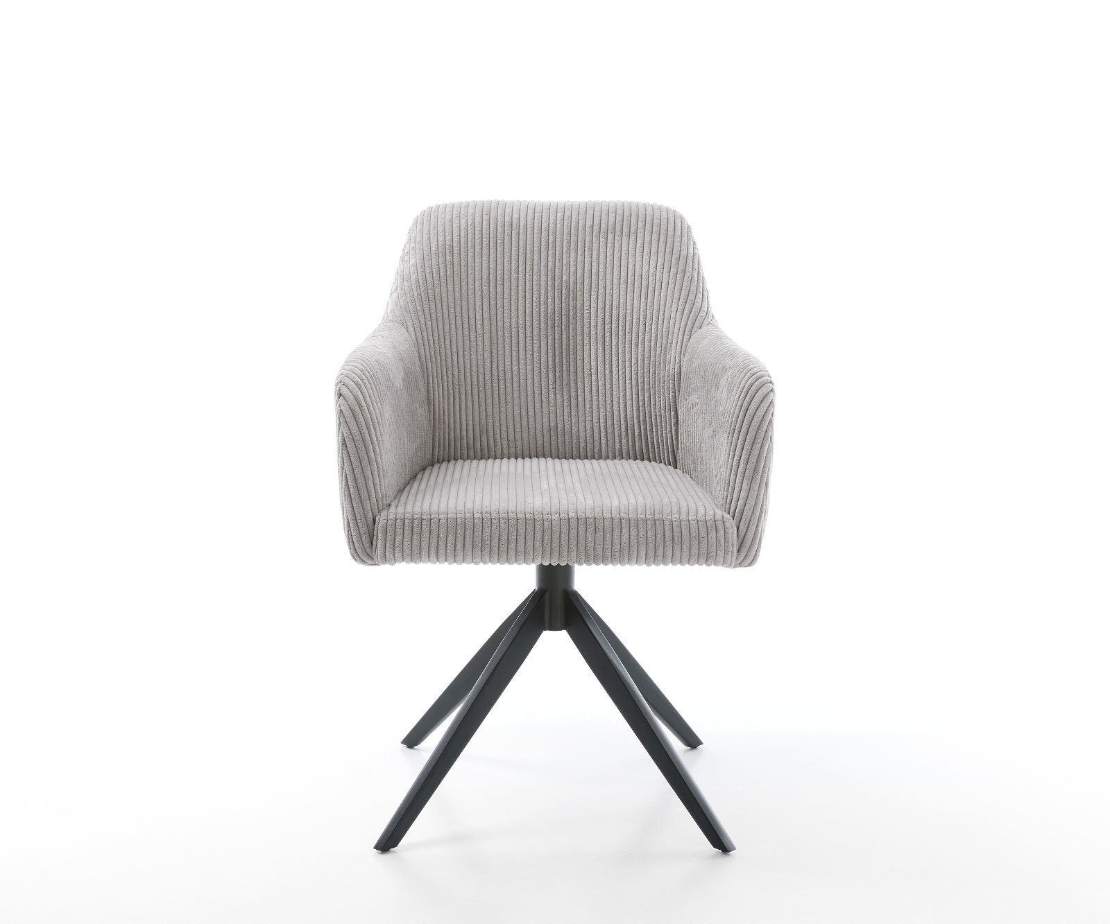 Chaise-pivotante Greg-Flex côtelé gris argenté pied croisé large noir pivotement sur 360° fonction bascule ressorts ensachés 1