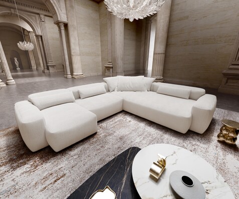 Canapé panoramique Freestyle Pure 360x290 cm Bouclé beige doux
