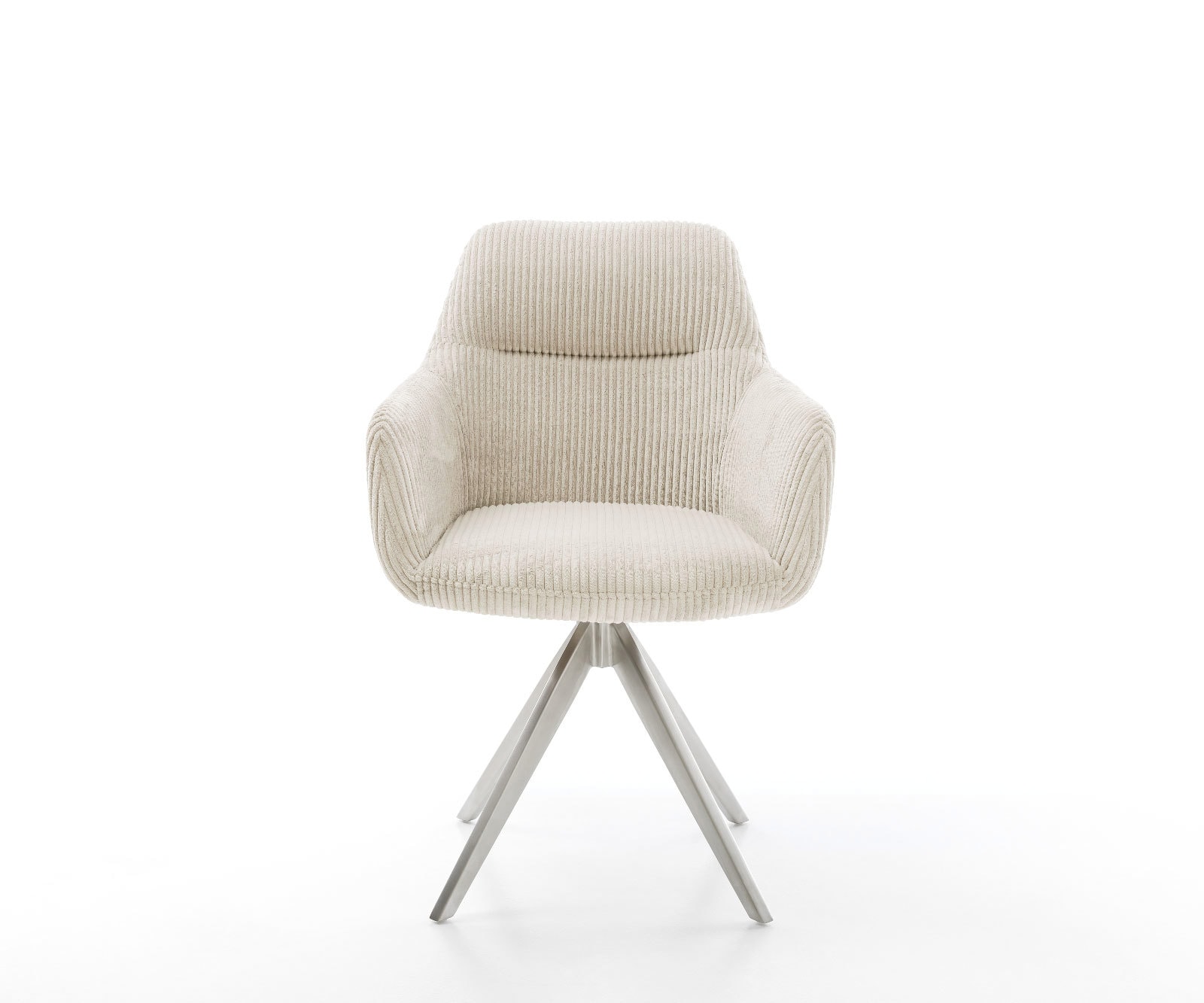 Chaise-de-salle-à-manger Pejo-Flex côtelé beige vintage pied croisé angulaire acier inoxydable brossé ressorts ensachés 1 Chaise-de-salle-à-manger Pejo-Flex côtelé beige vintage pied croisé angulaire acier inoxydable brossé ressorts ensachés 1