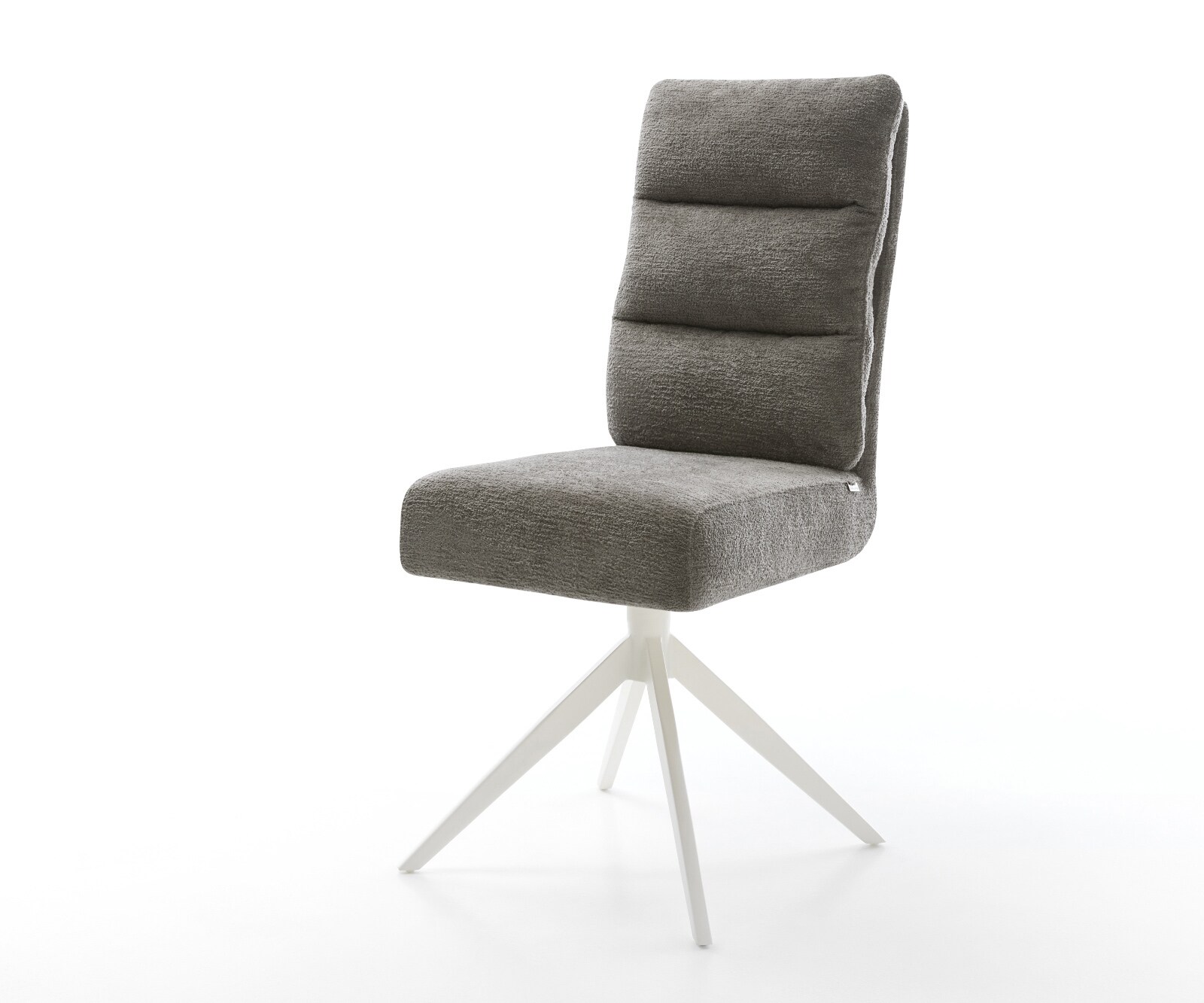 Chaise-pivotante Pela-Flex bouclé doux couleur boue pied croisé large blanc pivotement sur 360° fonction bascule resorts ensachés 1