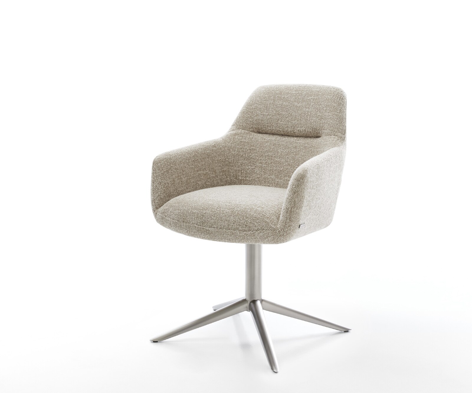 Chaise-pivotante Pejo-Flex tissu tissé doux beige pied de chaise 4 branches acier inoxydable pivotement sur 360° fonction bascule resorts ensachés 1