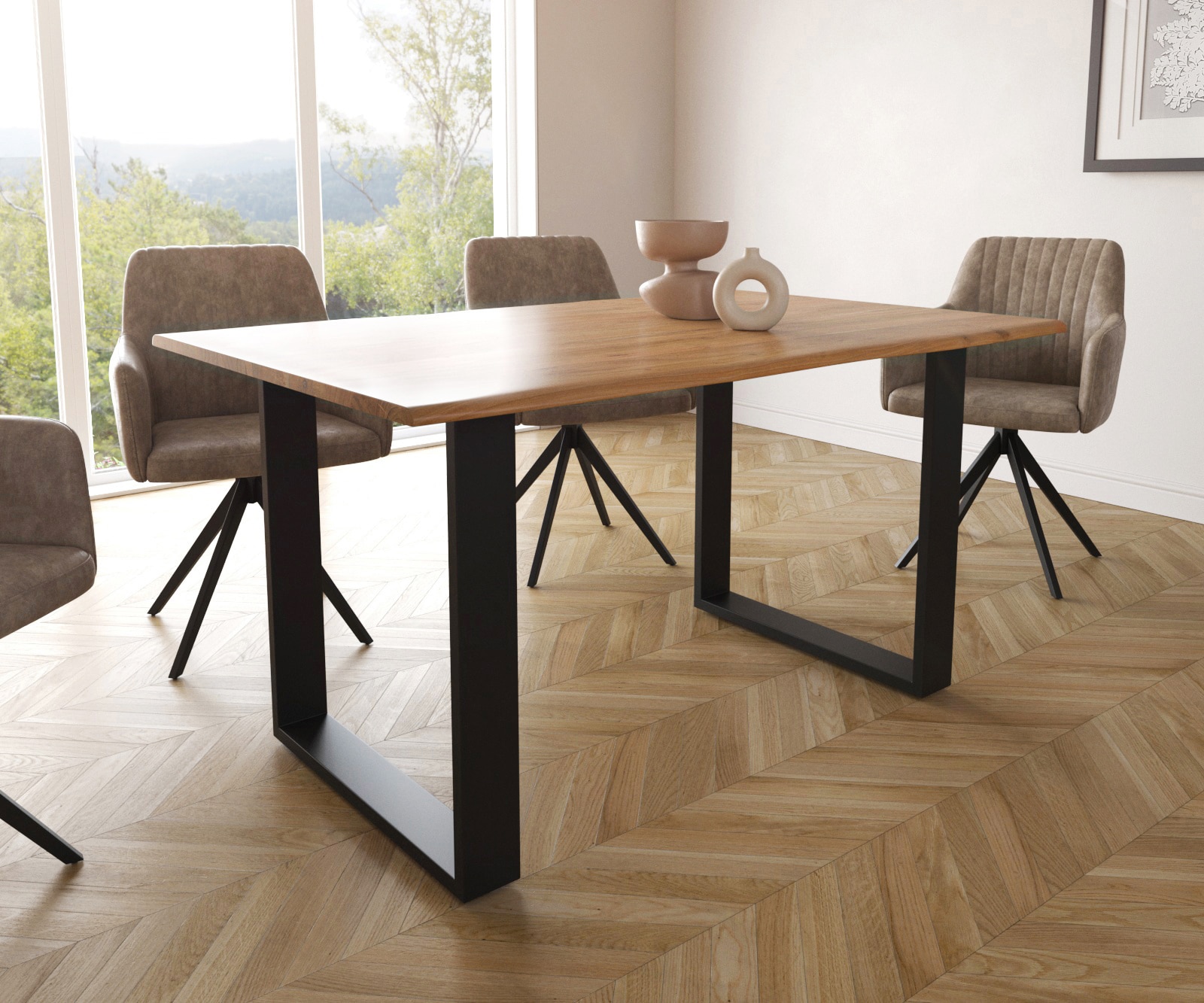 Table à manger Edge 140x90 S acacia naturel patin noir Live-Edge Table à manger Edge 140x90 S acacia naturel patin noir Live-Edge