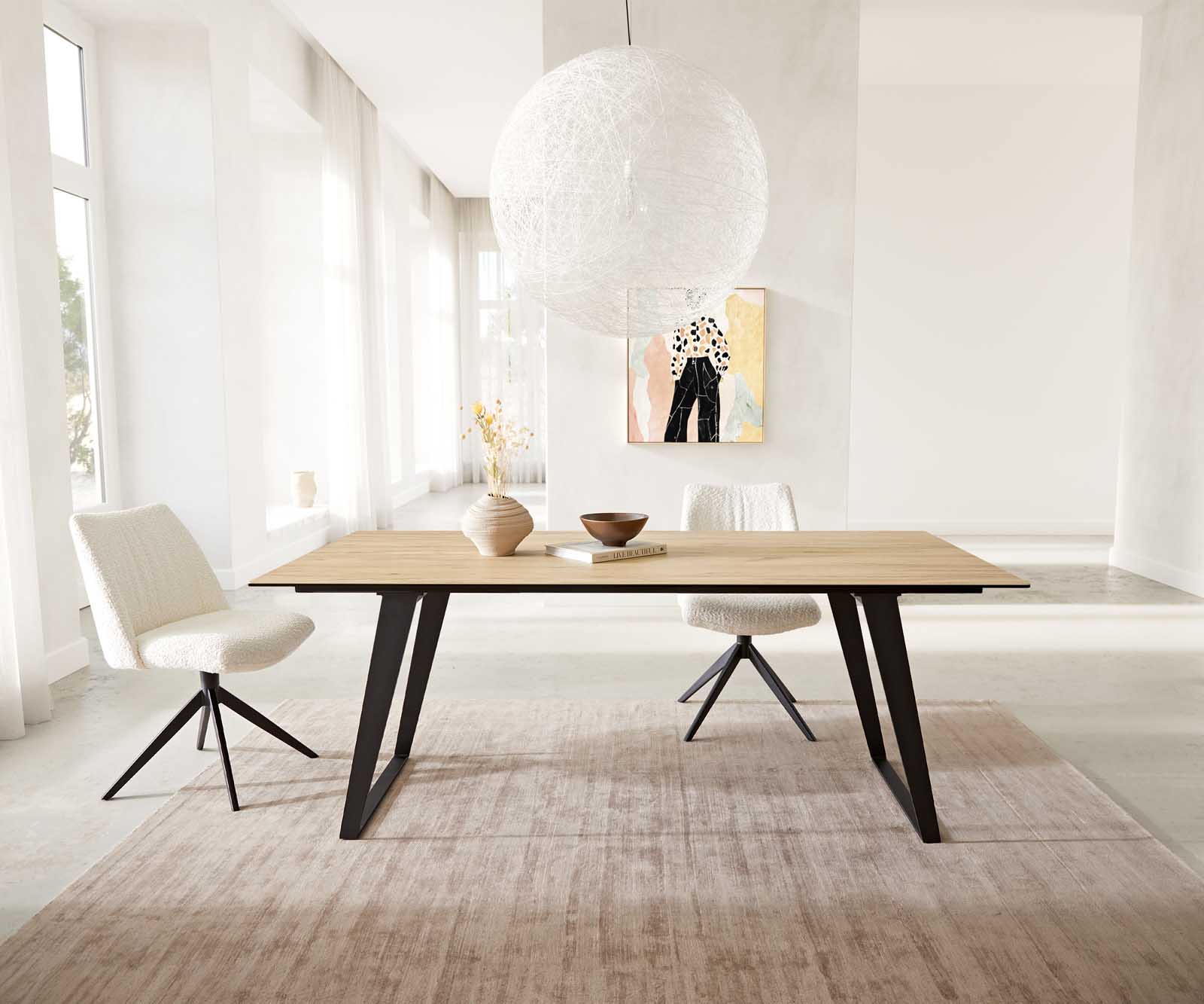 Table à manger Edge 200x100 céramique Laminam® Sabbia couleur chêne métal incliné noir Table à manger Edge 200x100 céramique Laminam® Sabbia couleur chêne métal incliné noir