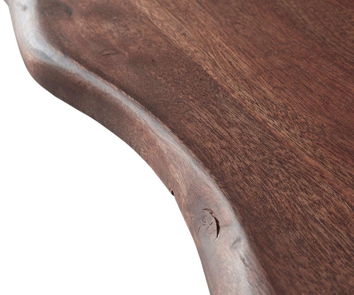 Table-à-manger Edge 200x100cm acacia marron acier inoxydable argent incliné Live-Edge 4 Table-à-manger Edge 200x100cm acacia marron acier inoxydable argent incliné Live-Edge 4