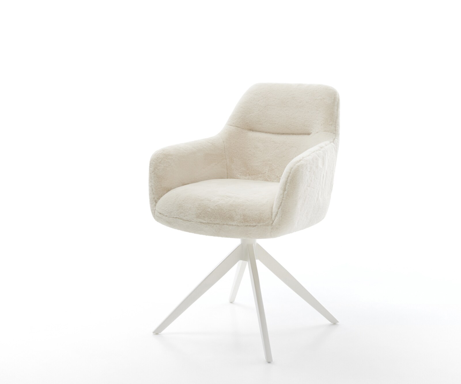 Chaise-pivotante Pejo-Flex peluche crème-blanc pied croisé large blanc pivotement sur 360° fonction bascule resorts ensachés 1