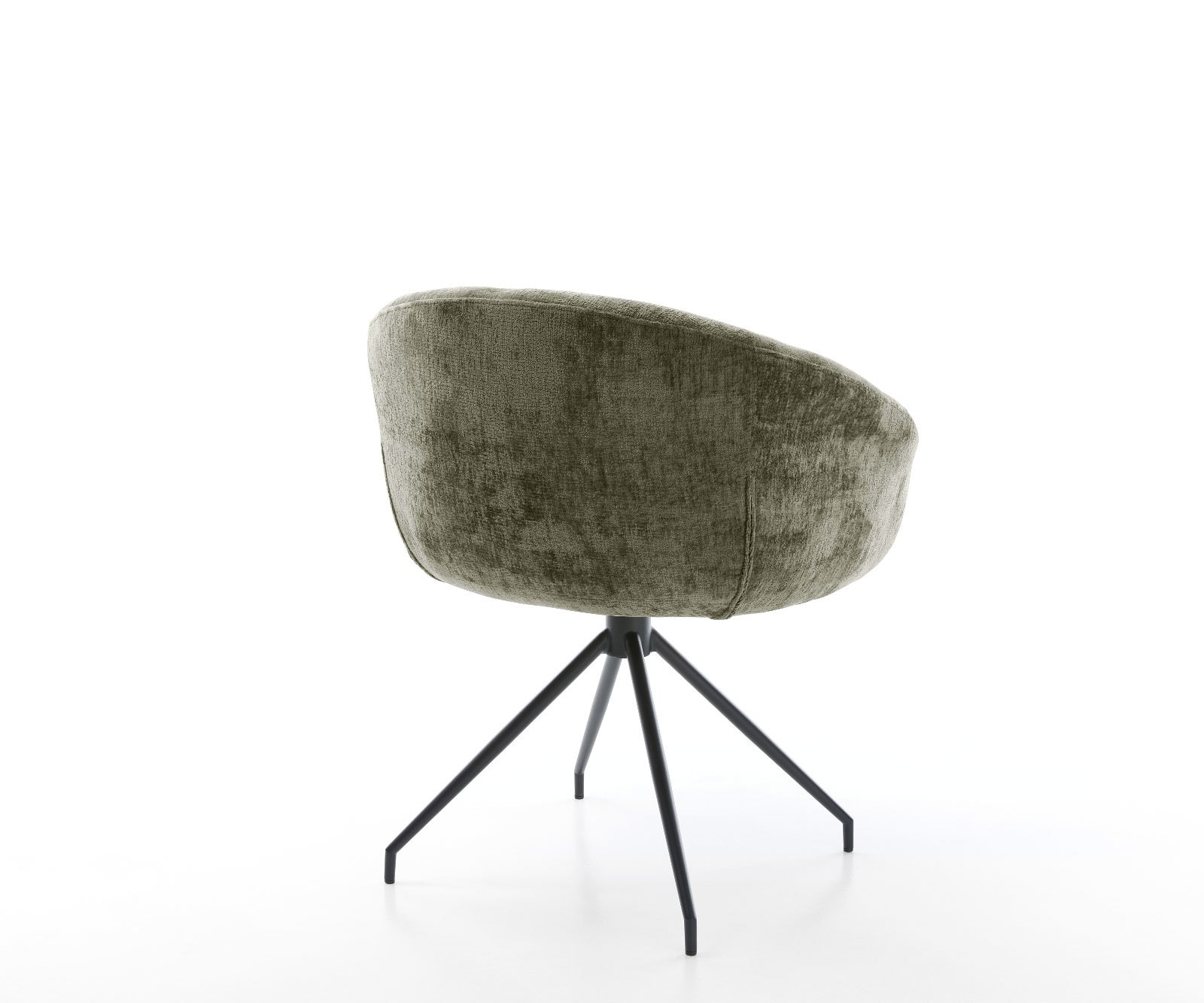 Chaise-pivotante Vinka-Flex avec accoudoirs chenille olive pied croisé conique noir pivotement sur 180° ressorts ensachés 4 Chaise-pivotante Vinka-Flex avec accoudoirs chenille olive pied croisé conique noir pivotement sur 180° ressorts ensachés 4