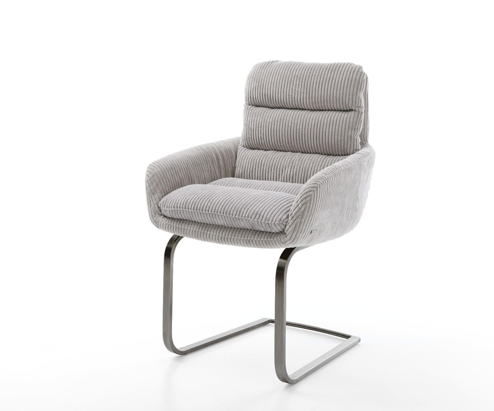 Cantilever Abelia-Flex avec accoudoirs côtelé gris argenté pied cantilever plat grafiete 1