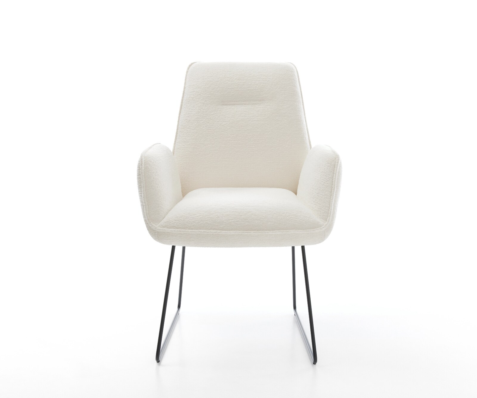 Chaise-de-salle-à-manger Zoa-Flex bouclé doux beige pied trapèze noir resorts ensachés 2