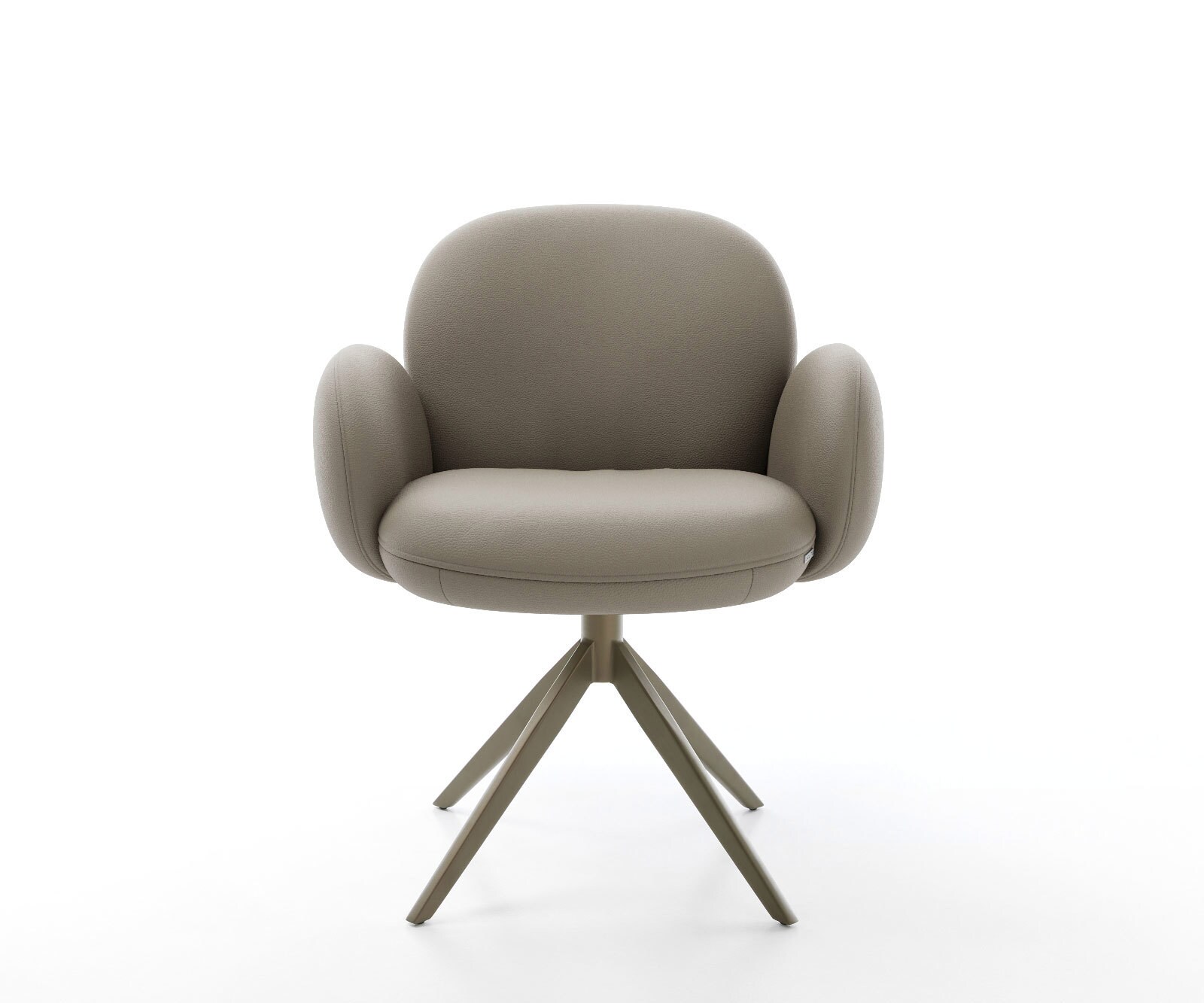 Chaise-pivotante Nube-Flex cuir de vache couleur boue pied croisé large aspect titane pivotement sur 360° fonction bascule ressorts ensachés 1